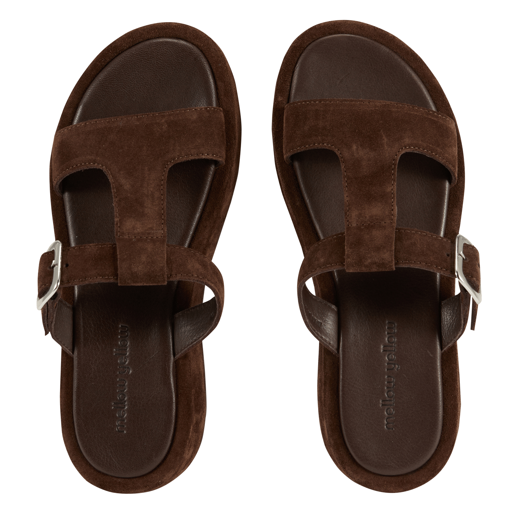 Leder-Mules mit Keilabsatz MELLOW YELLOW Braun