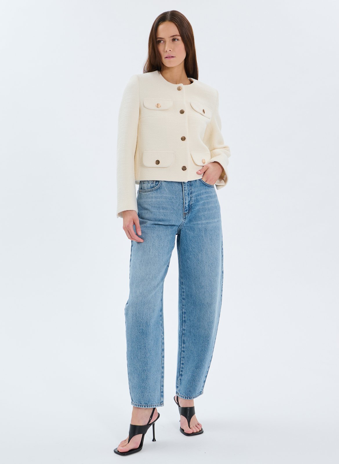 Chaqueta recta con cuello redondo ZAPA Blanco