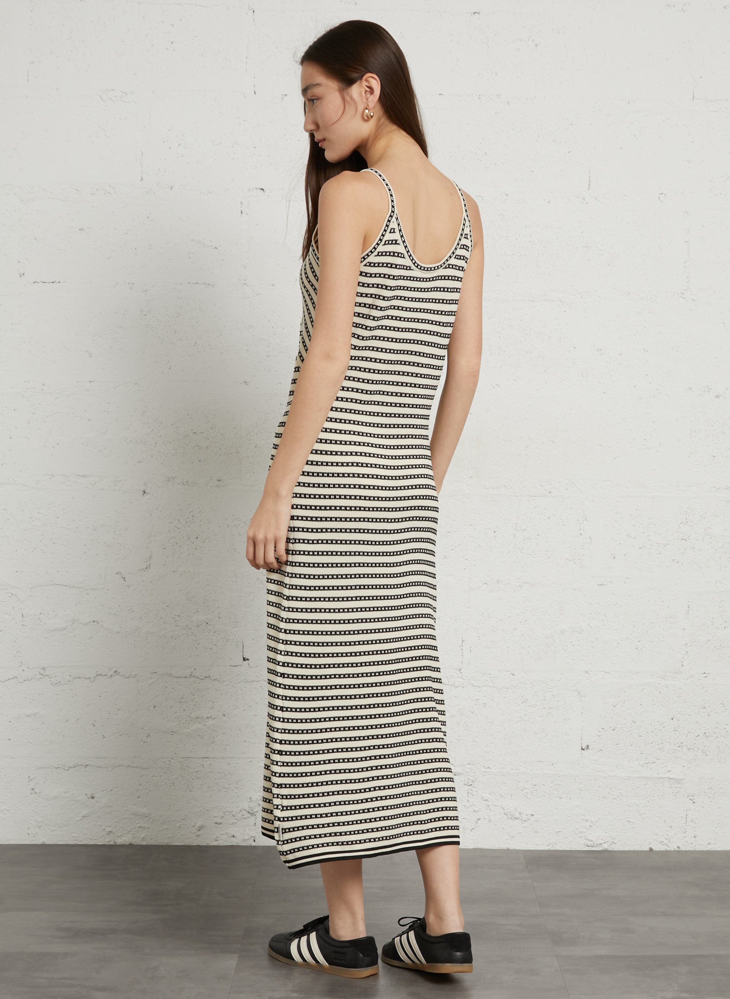 Striped long dress with round neck LE TEMPS DES CERISES Blue