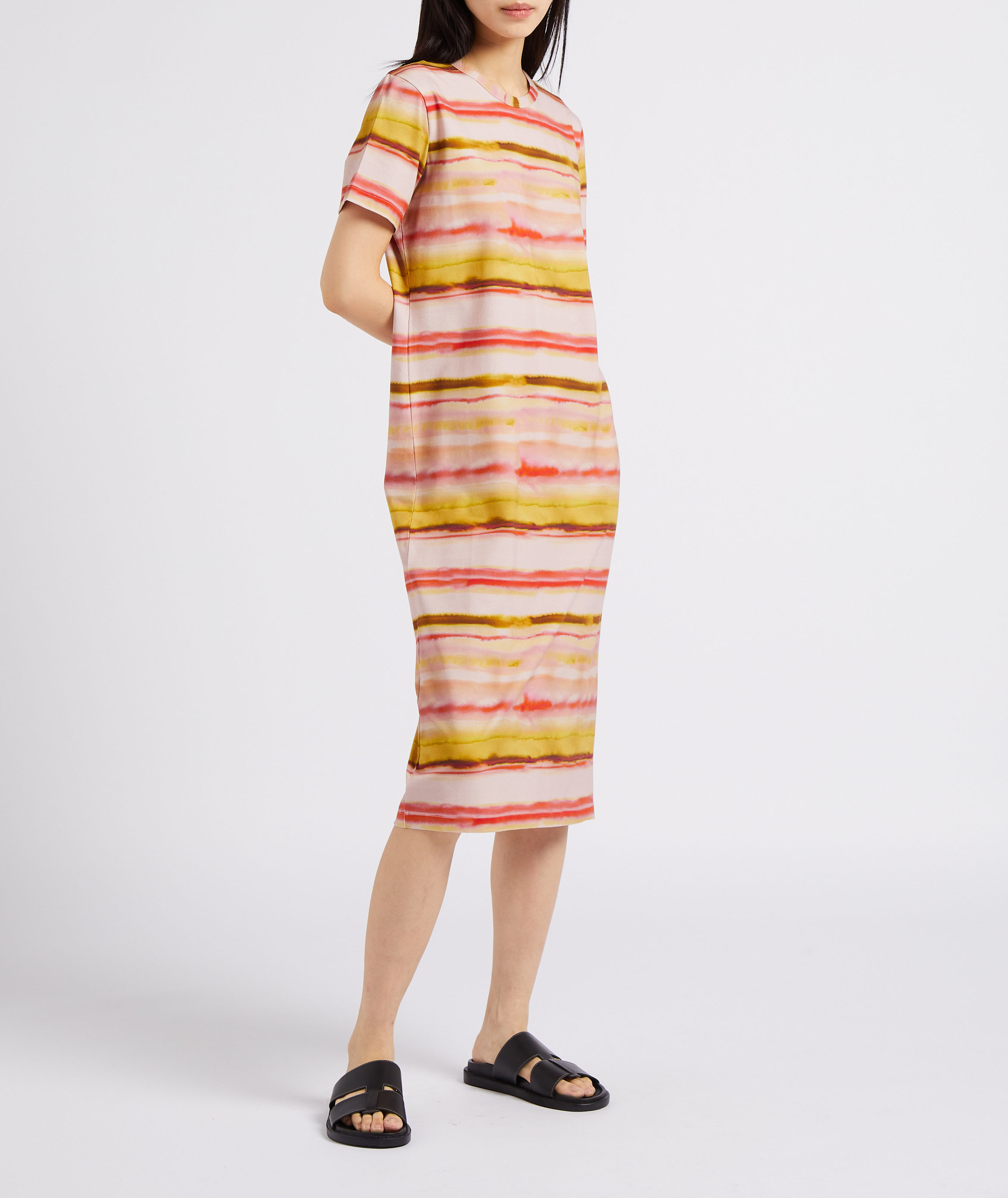 Gerade geschnittenes Midikleid aus Baumwoll-Mix mit Rundhalsausschnitt PAUL SMITH Rosa