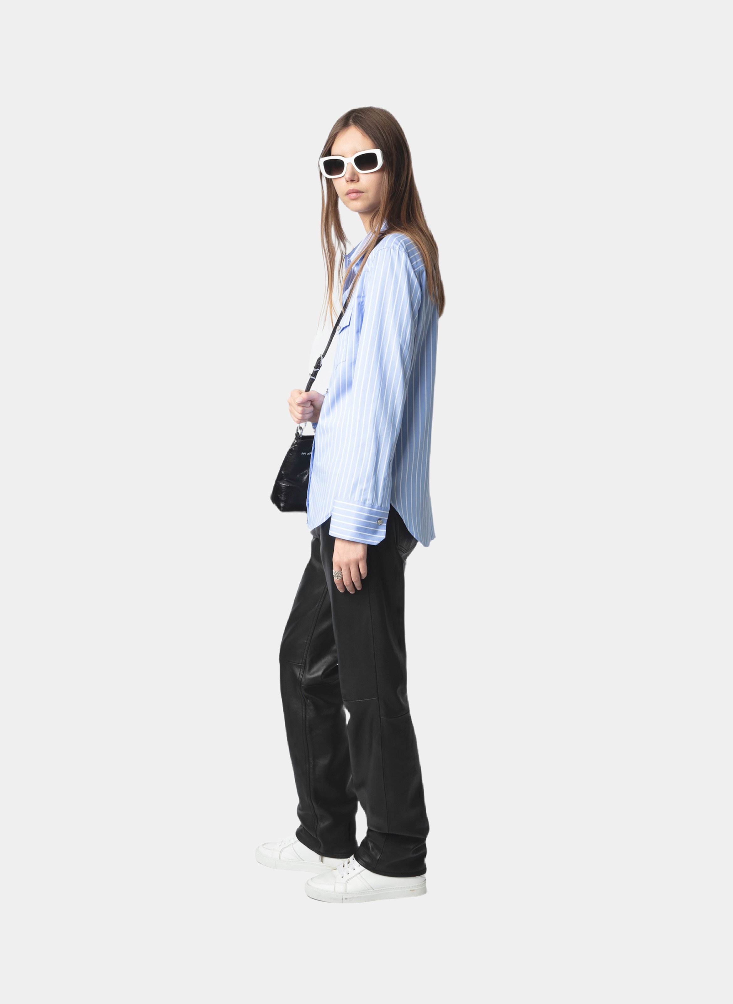 Chemise droite rayée en coton ZADIG&VOLTAIRE Bleu