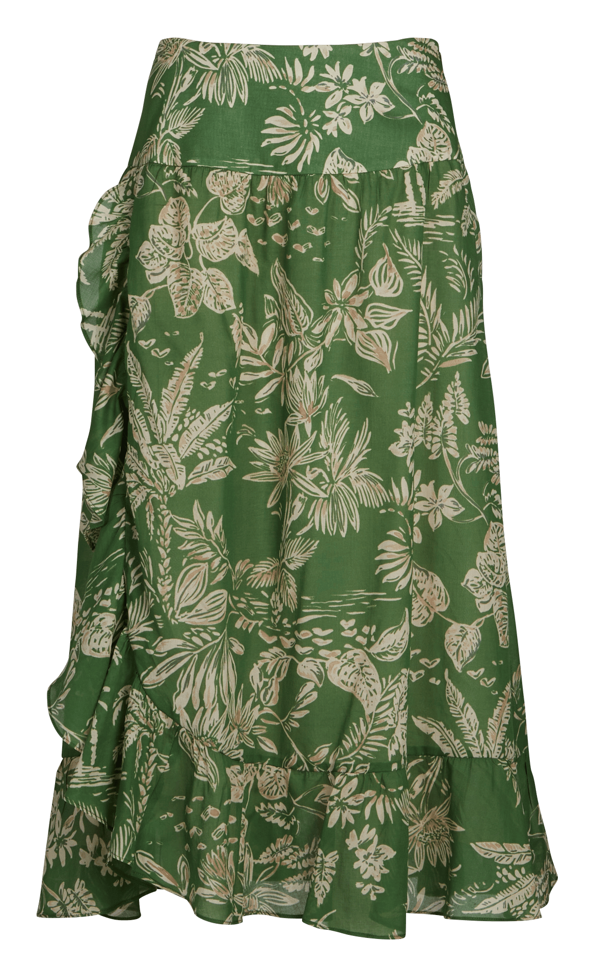Asymmetrischer Midirock mit Print SUD EXPRESS Grun