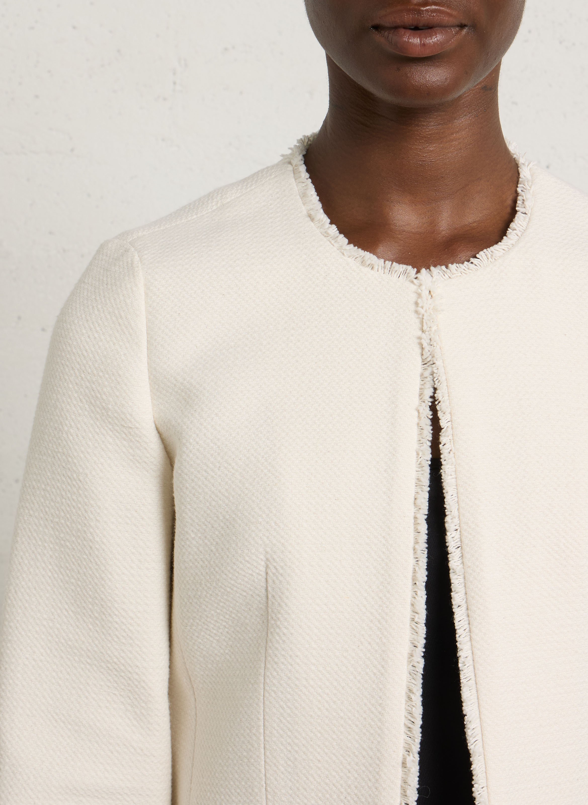 Veste col rond en coton mélangé MAISON 123 Blanc