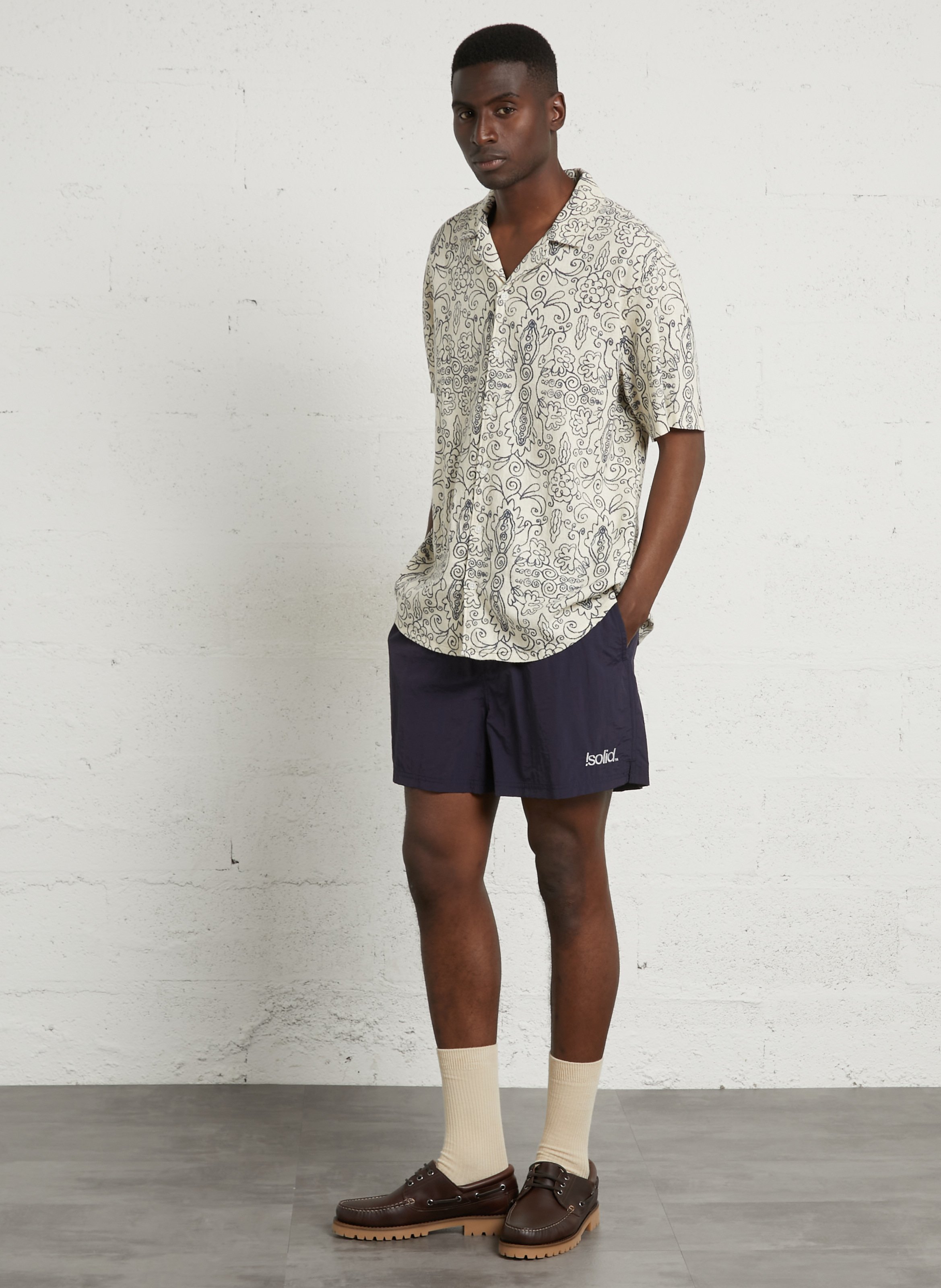 Short de bain large SOLID Bleu