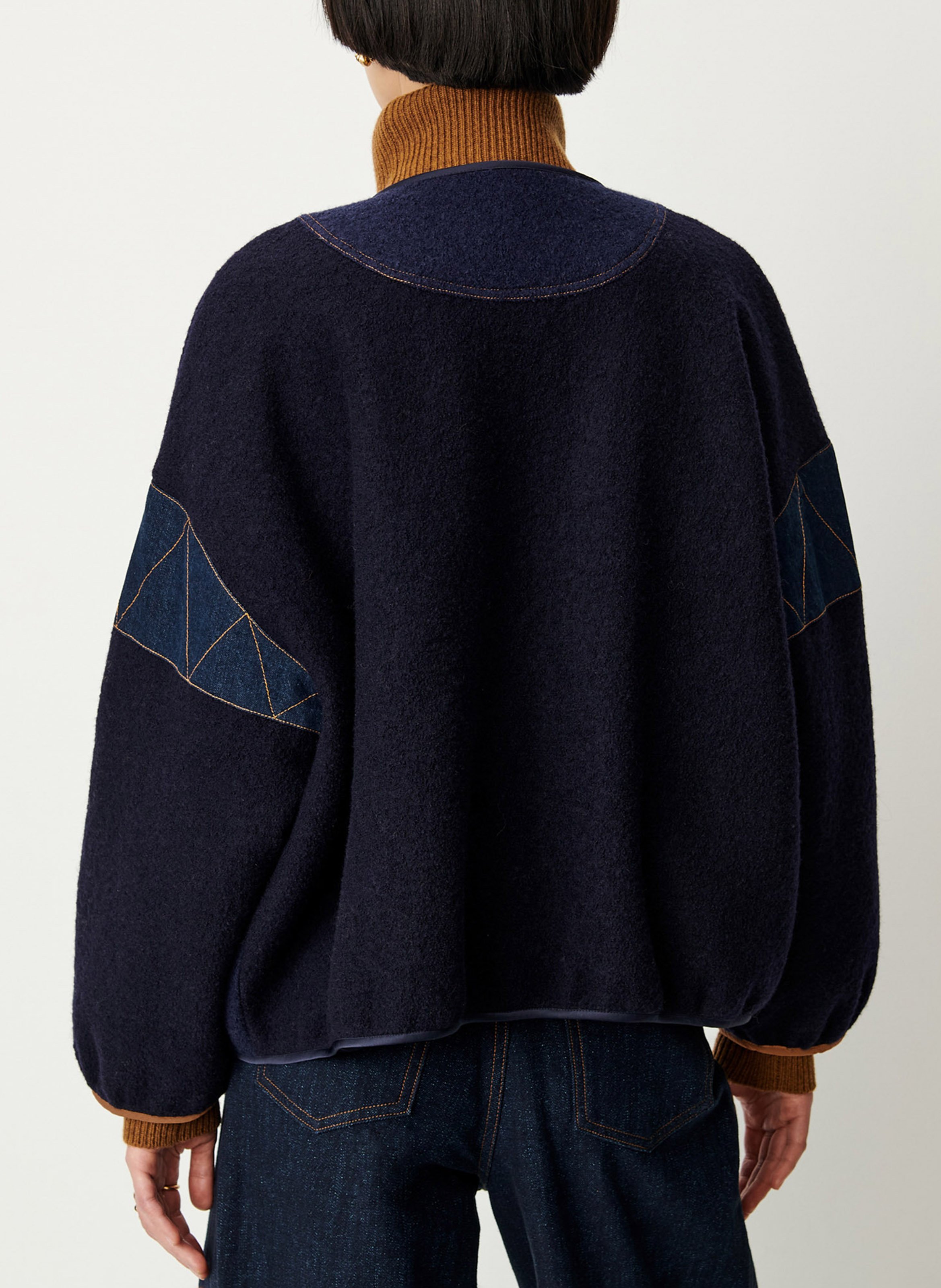 Round denim and wool jacket | Blue SESSUN Women