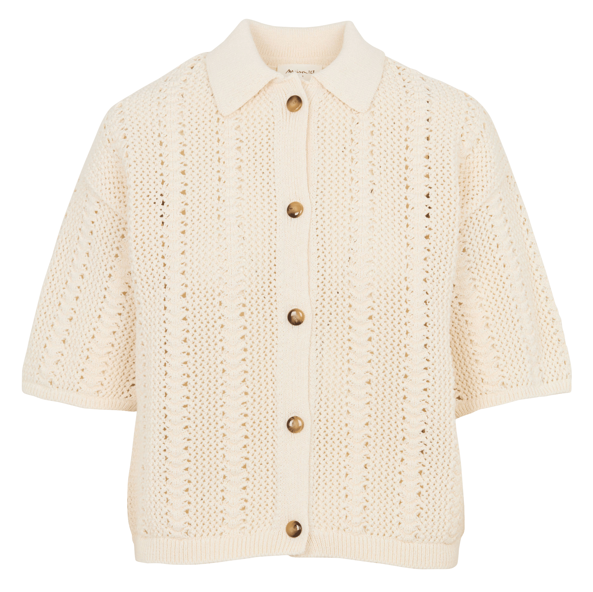 Pull manches courtes en coton mélangé MAISON 123 Beige