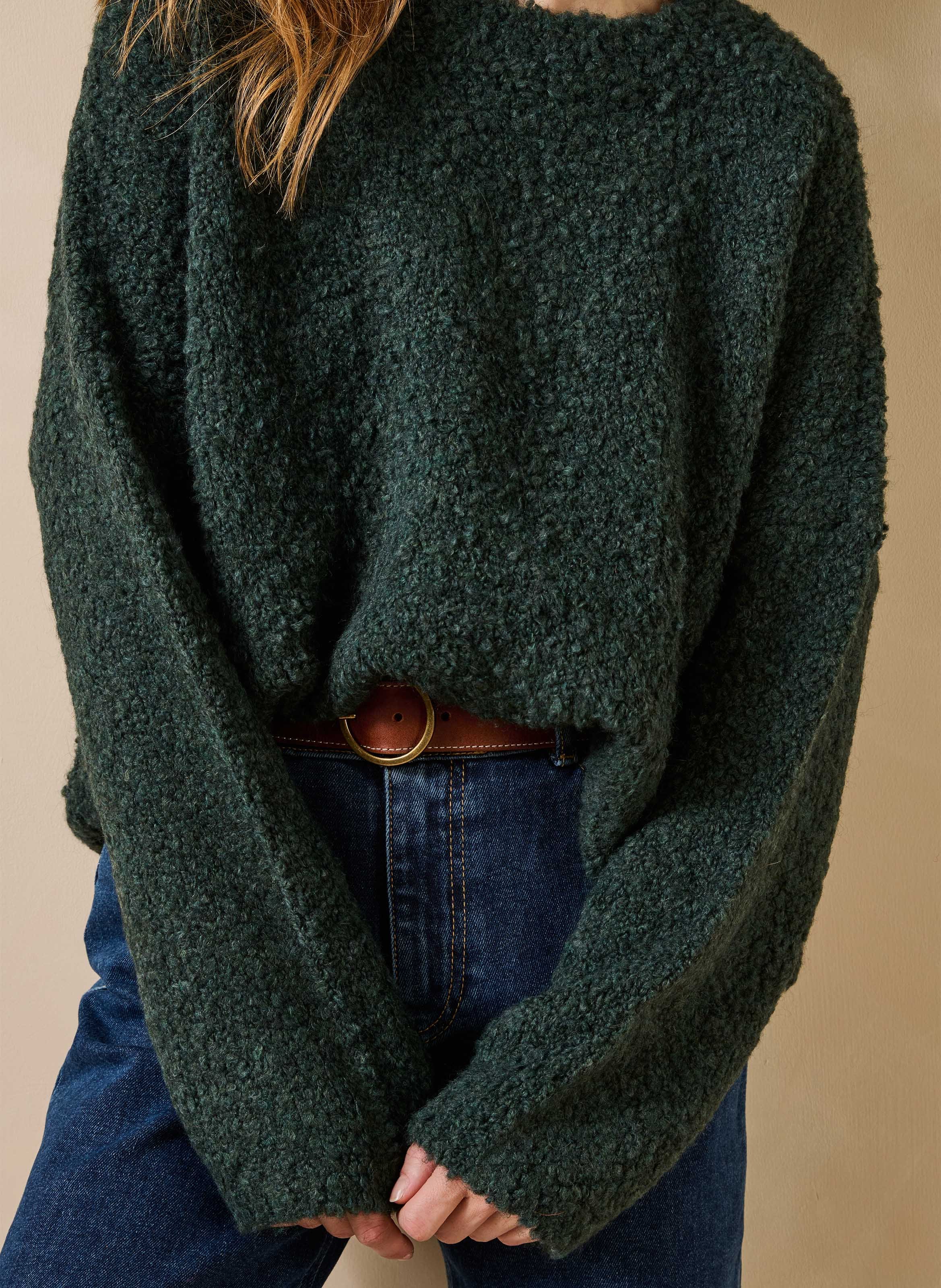 Pull oversize en laine mélangé | Vert LA FEE MARABOUTEE Femme