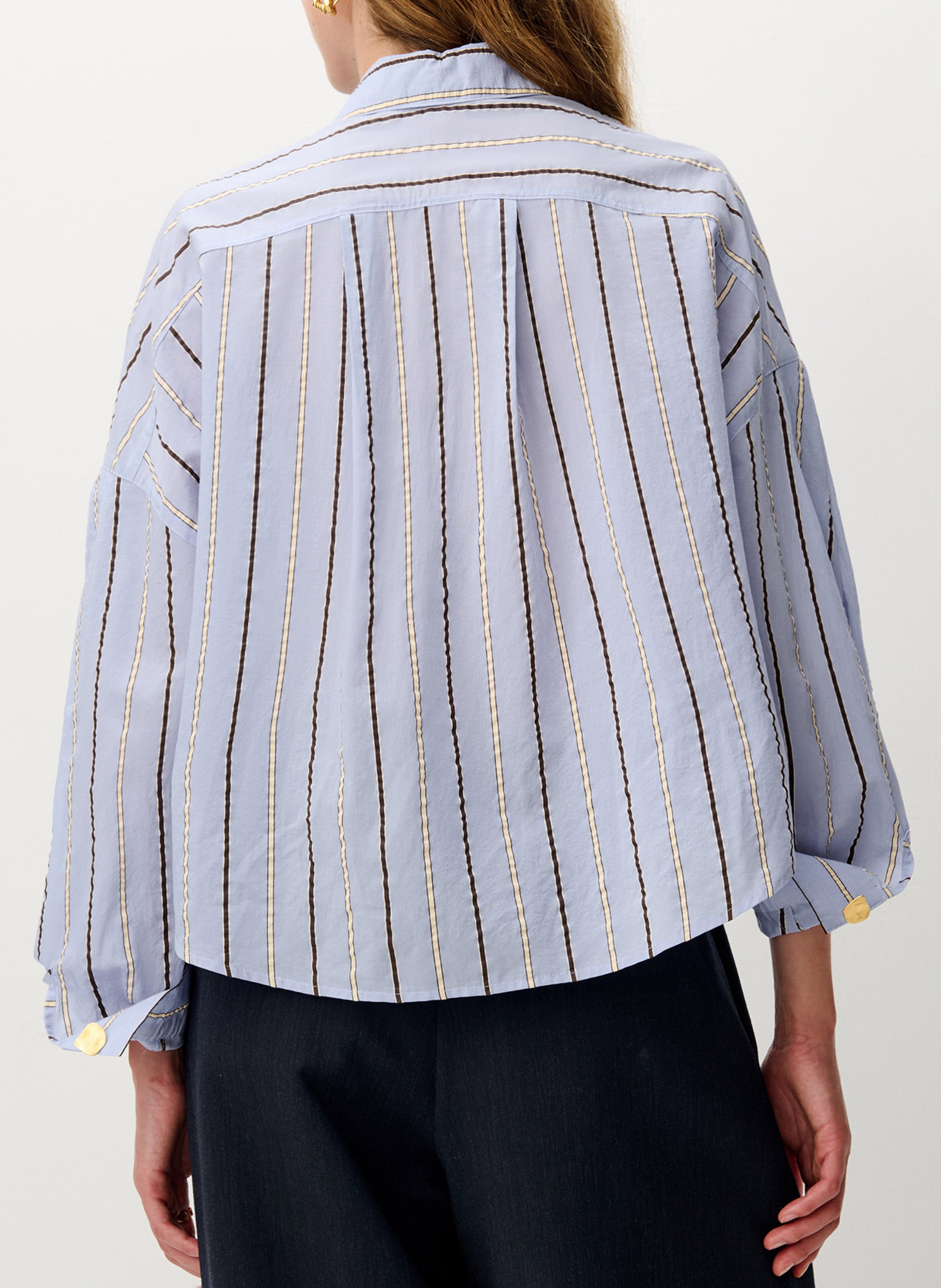 Chemise col classique manches contrastantes en coton SESSUN Blue