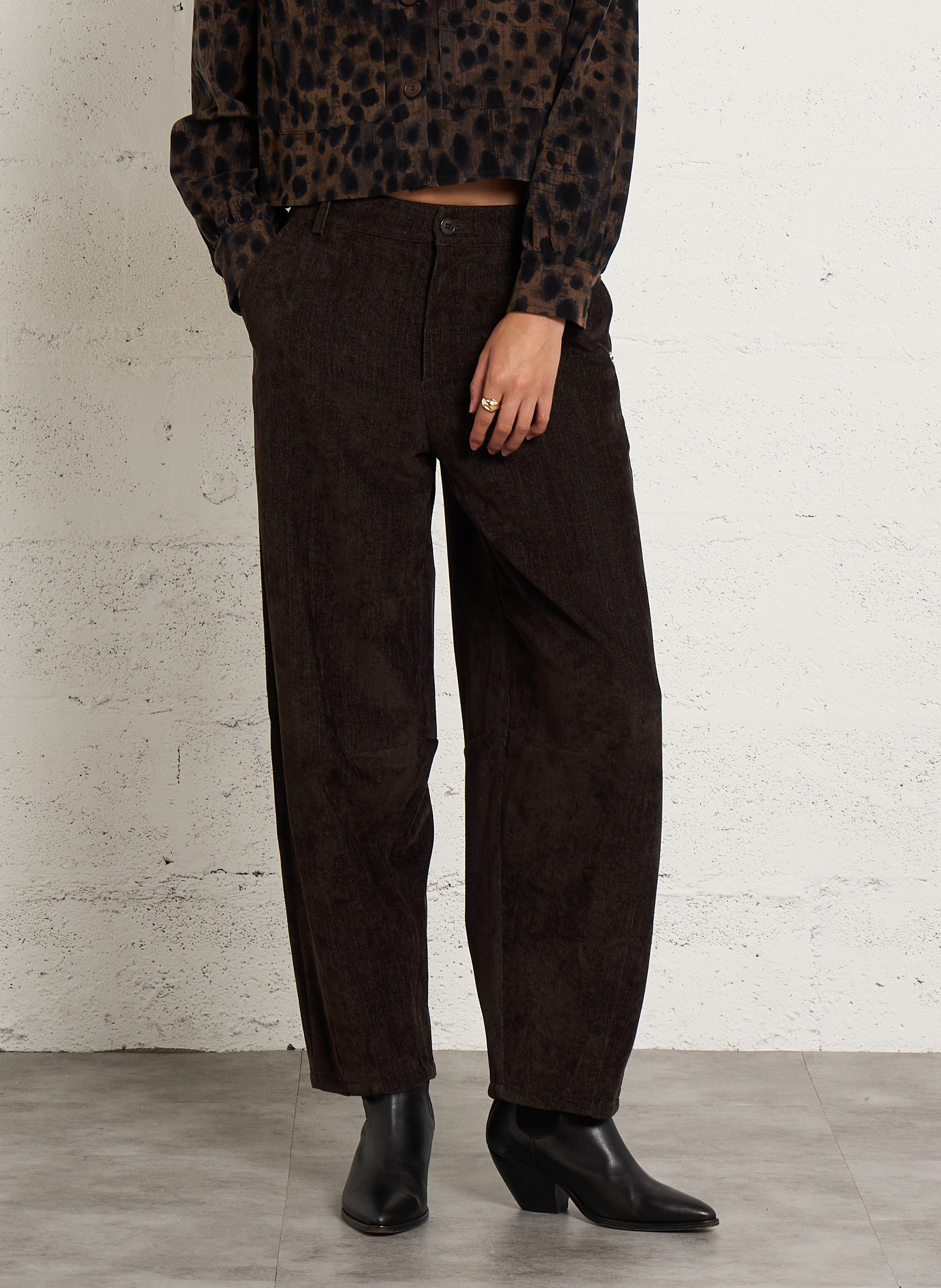 High-waisted wide-leg pants PLEASE Brown