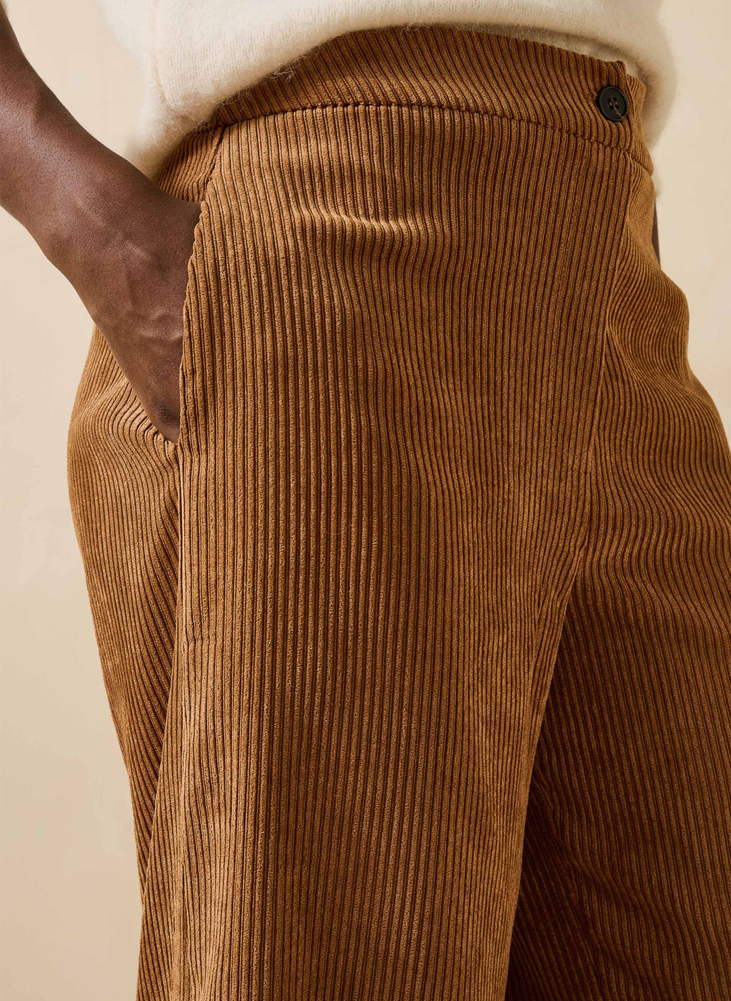 Cropped broek van ribfluweel LA FEE MARABOUTEE Bruin