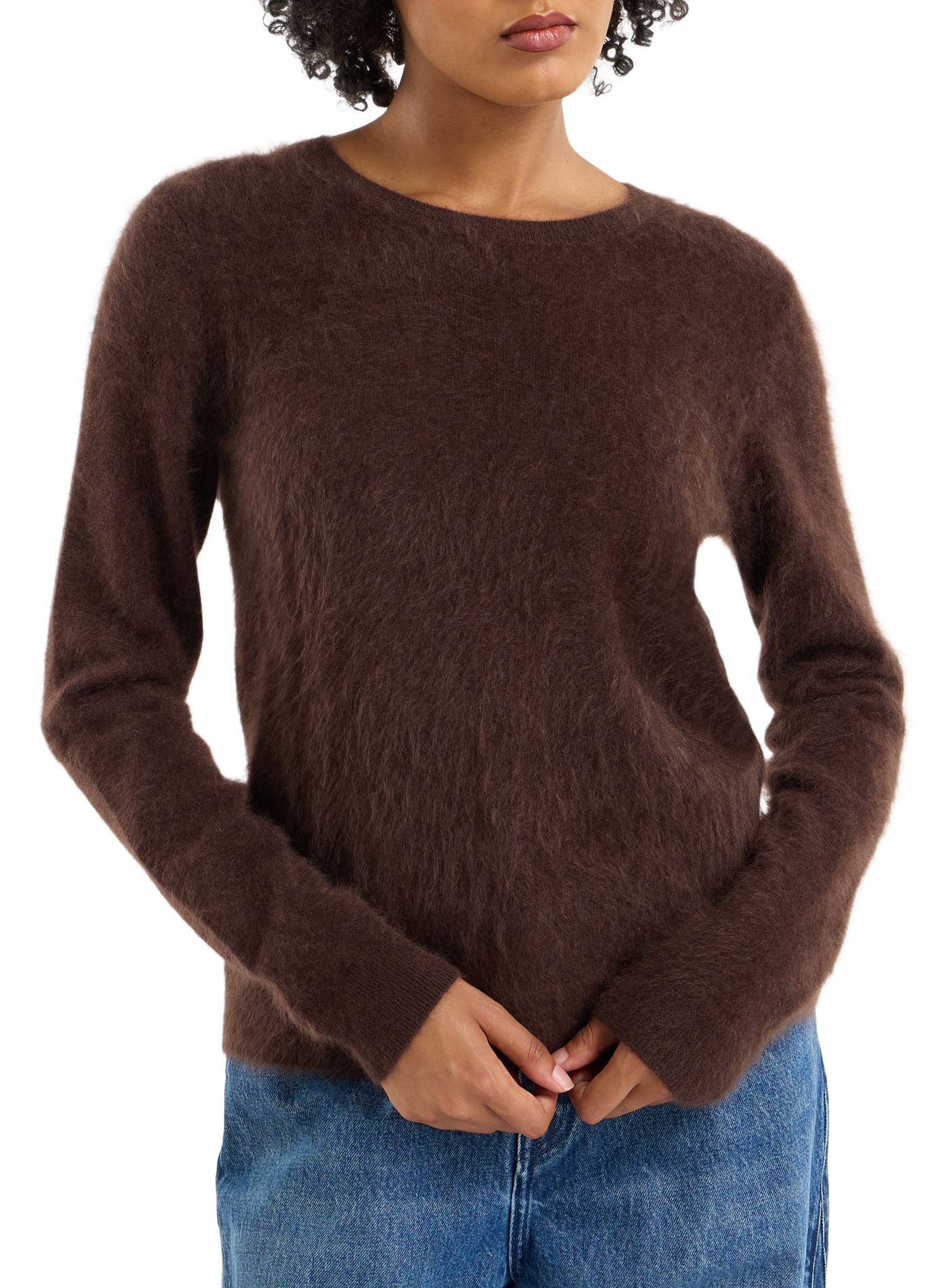 Brushed cashmere round neck sweater biria SAISON 1865 Brown