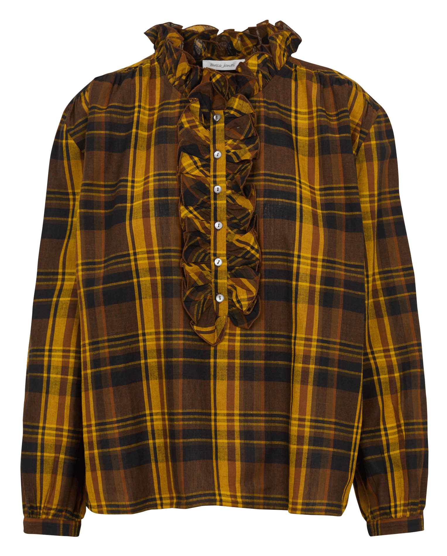 Blouse col montant en coton BELLA JONES Jaune