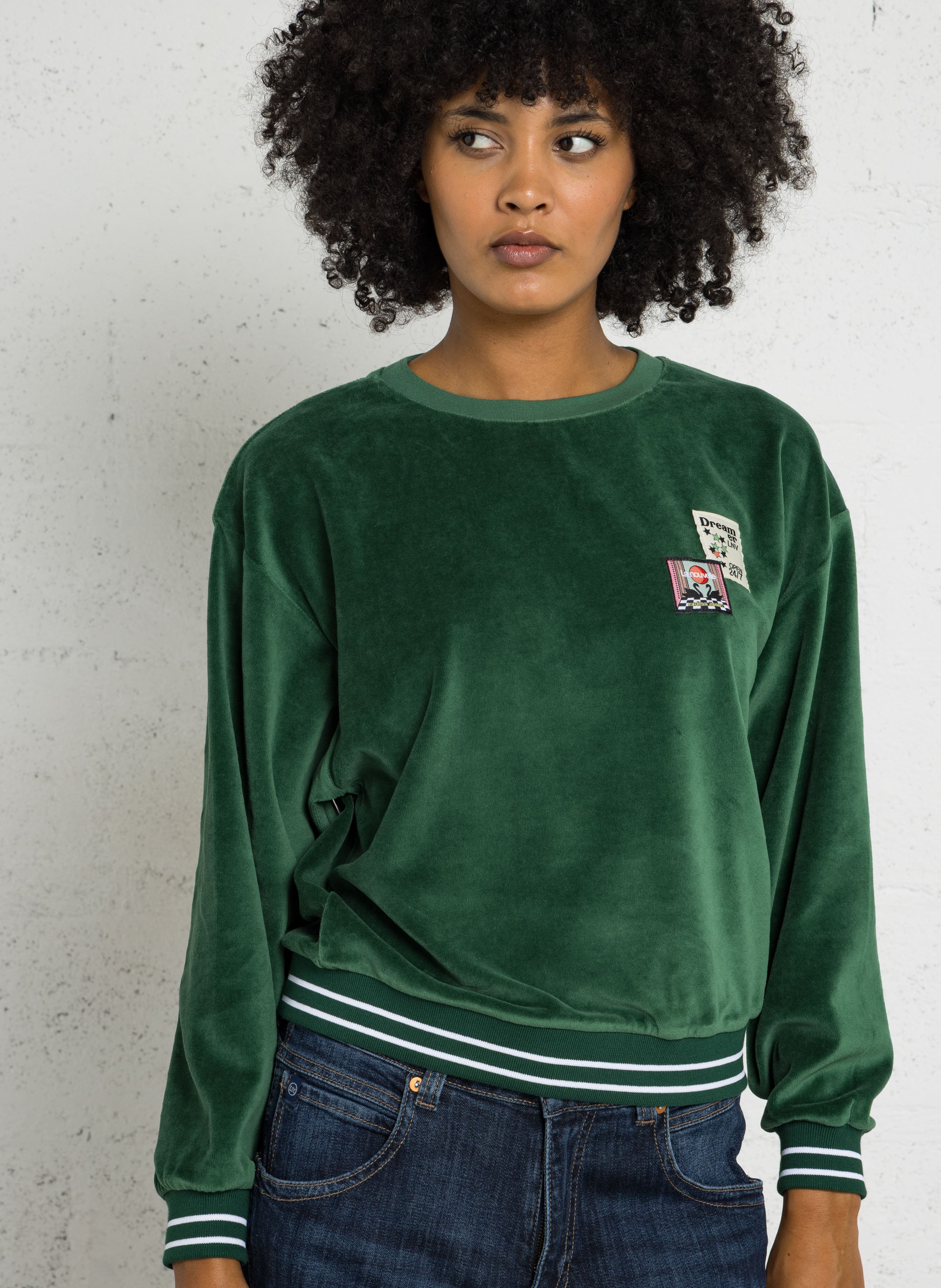 Rechte sweater van katoenen badstof LA NOUVELLE Groen