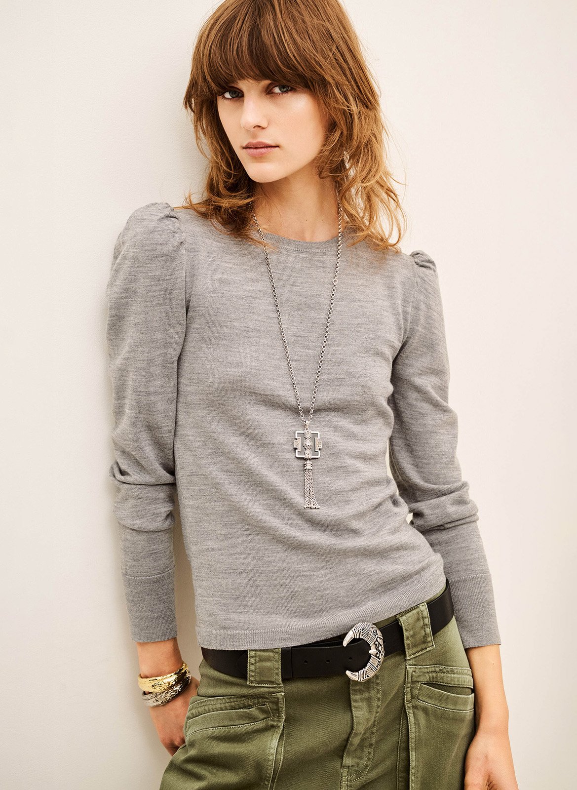 Pull droit uni en laine BA&SH