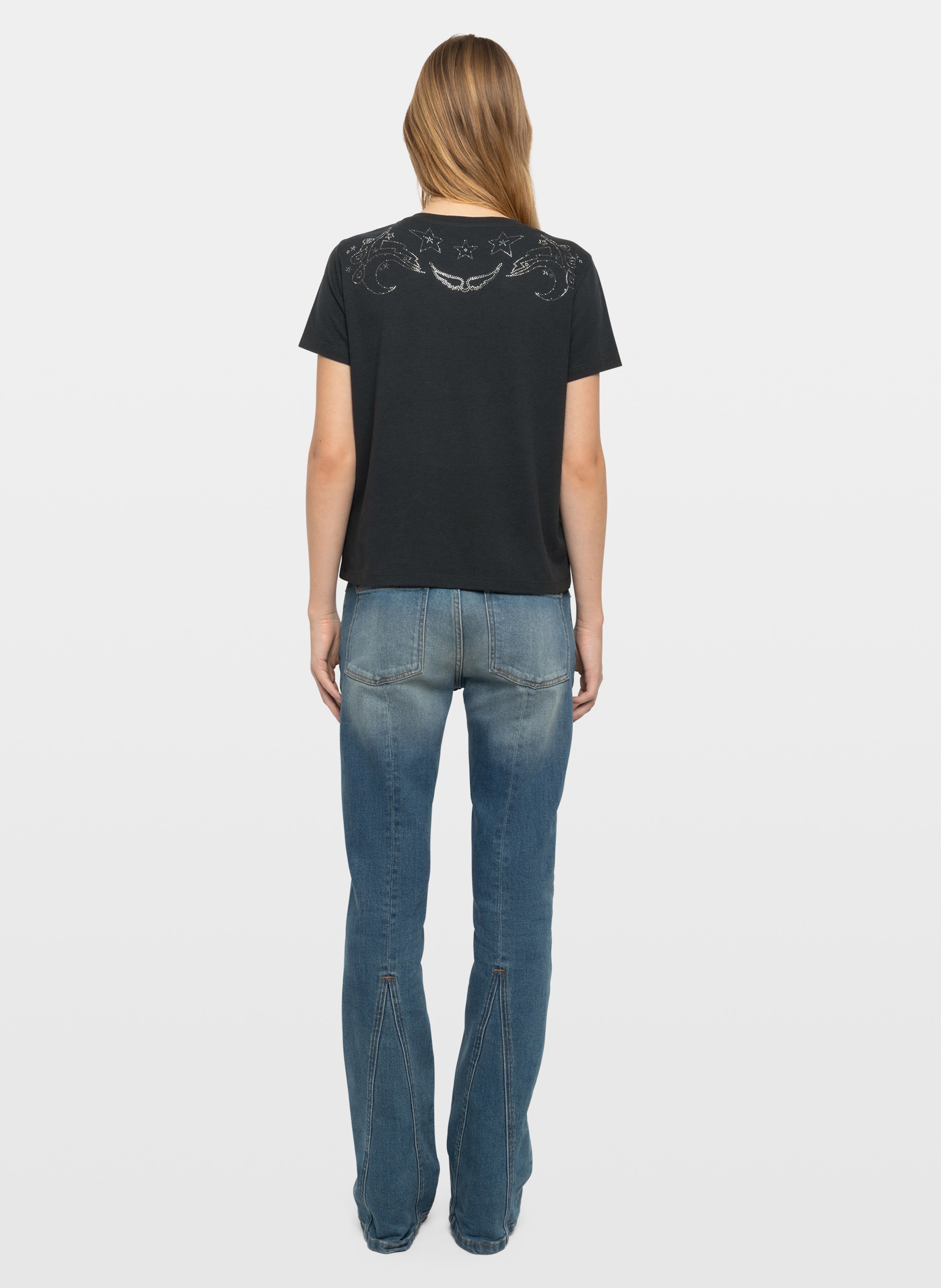 Tee-shirt droit à strass  ZADIG&VOLTAIRE Gris
