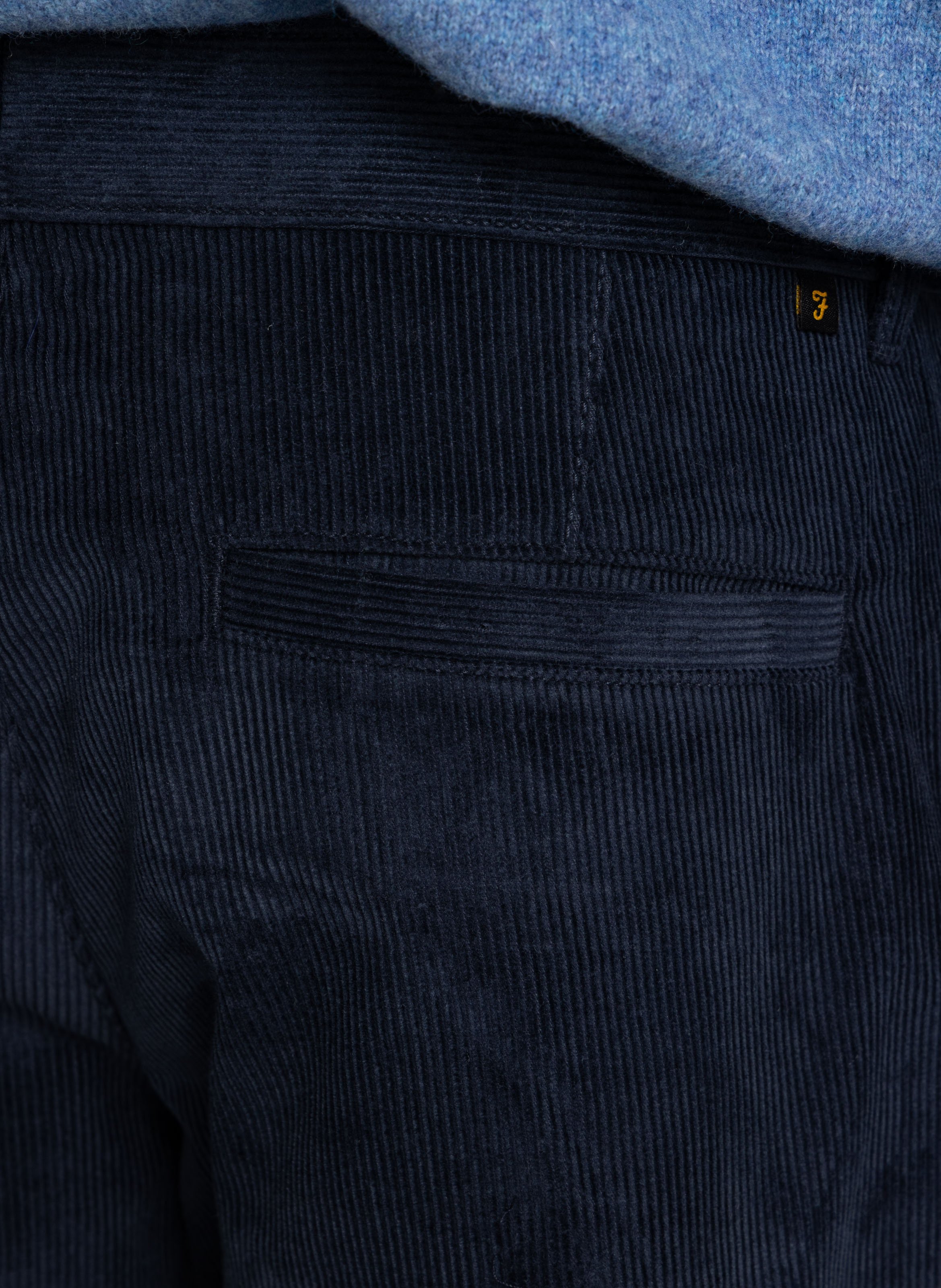 Pantalon droit en coton côtelé FARAH Bleu