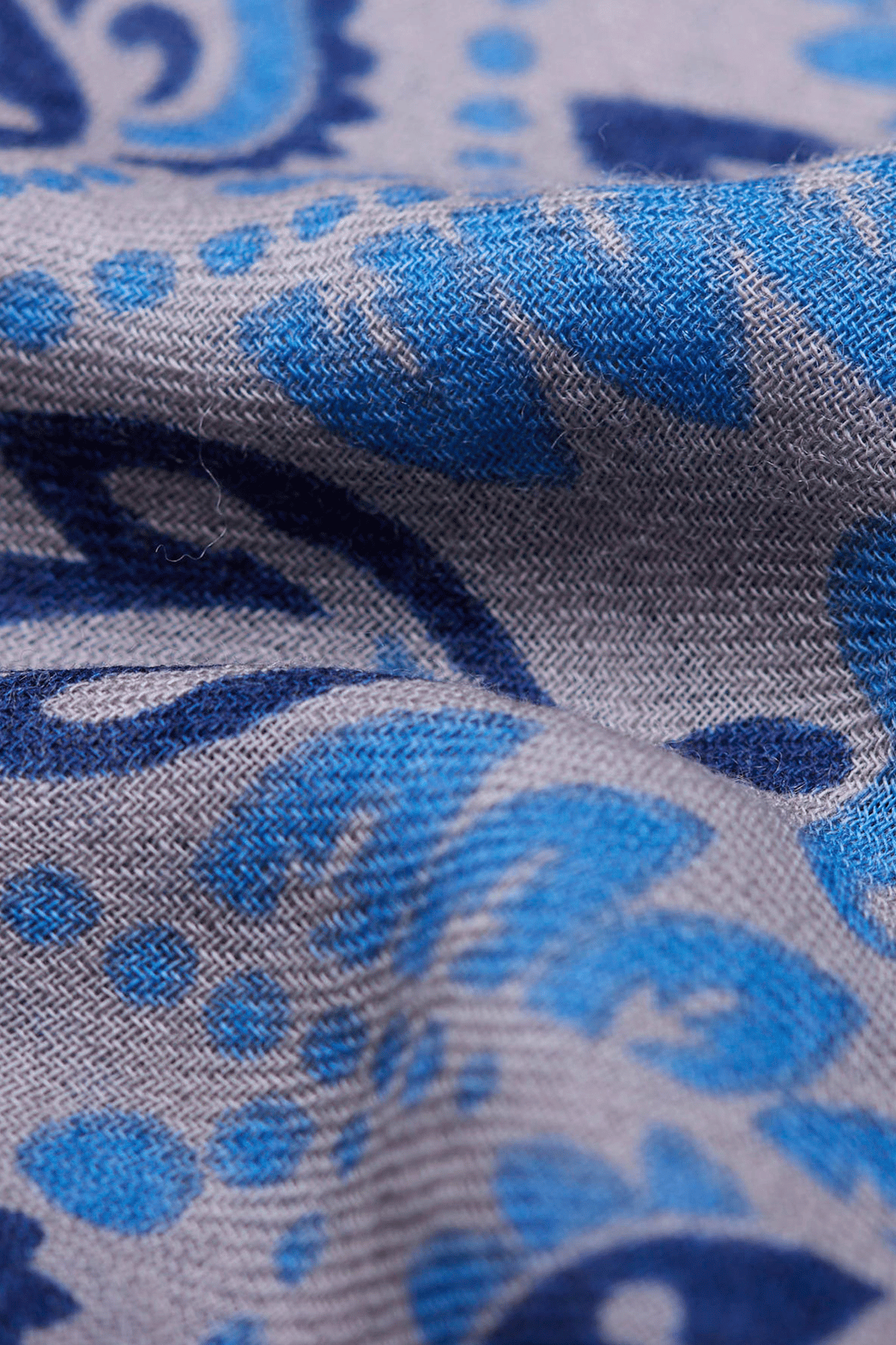 Haddock wool and silk printed scarf MAISON LECOMTE FLAMENT Blue