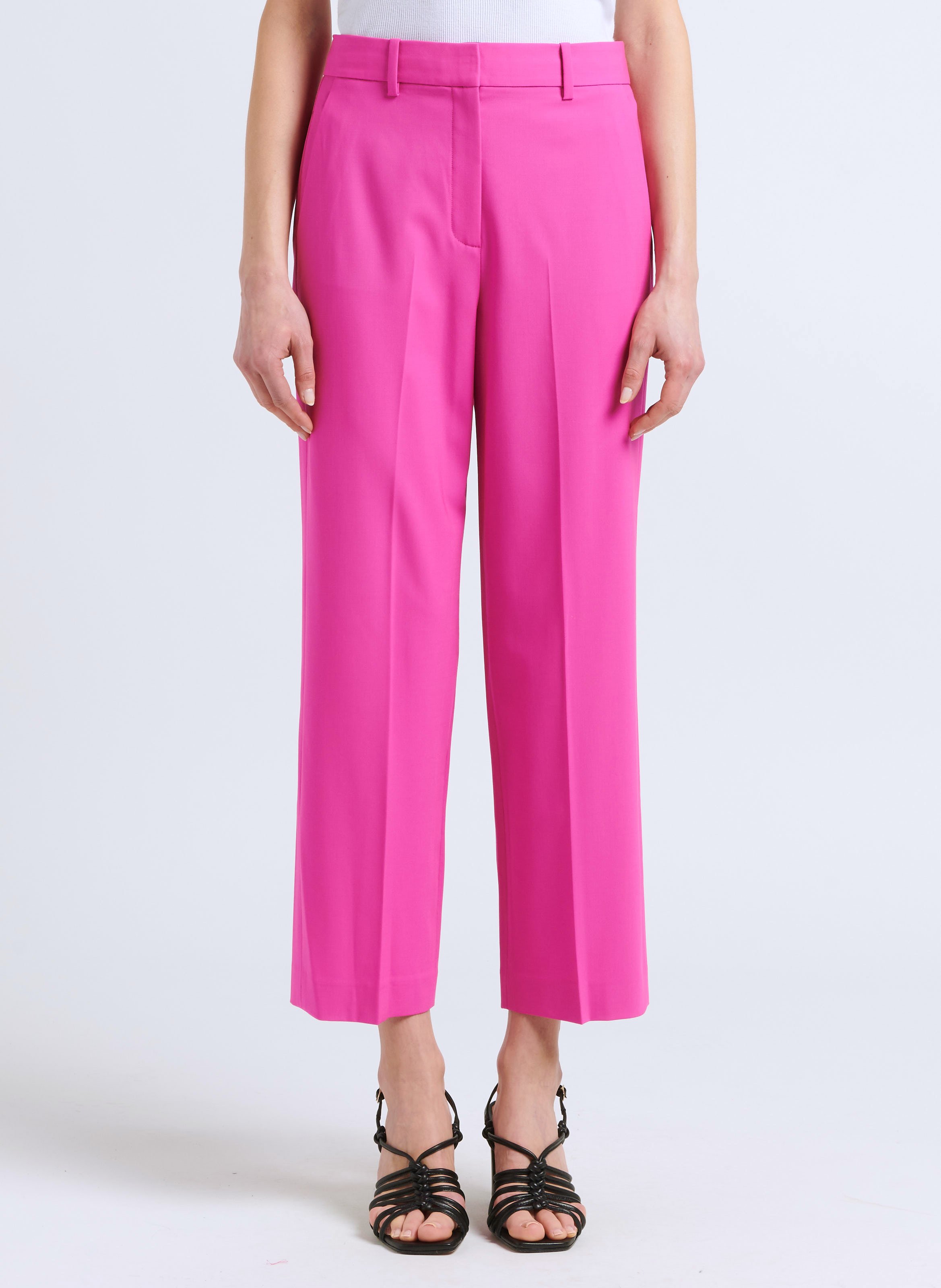 Pleated wool-blend pants THEORY Pink