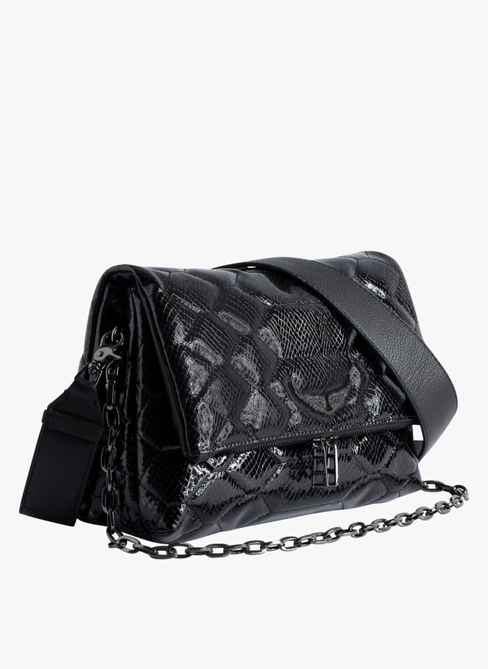 Sac cuir top noir matelassé
