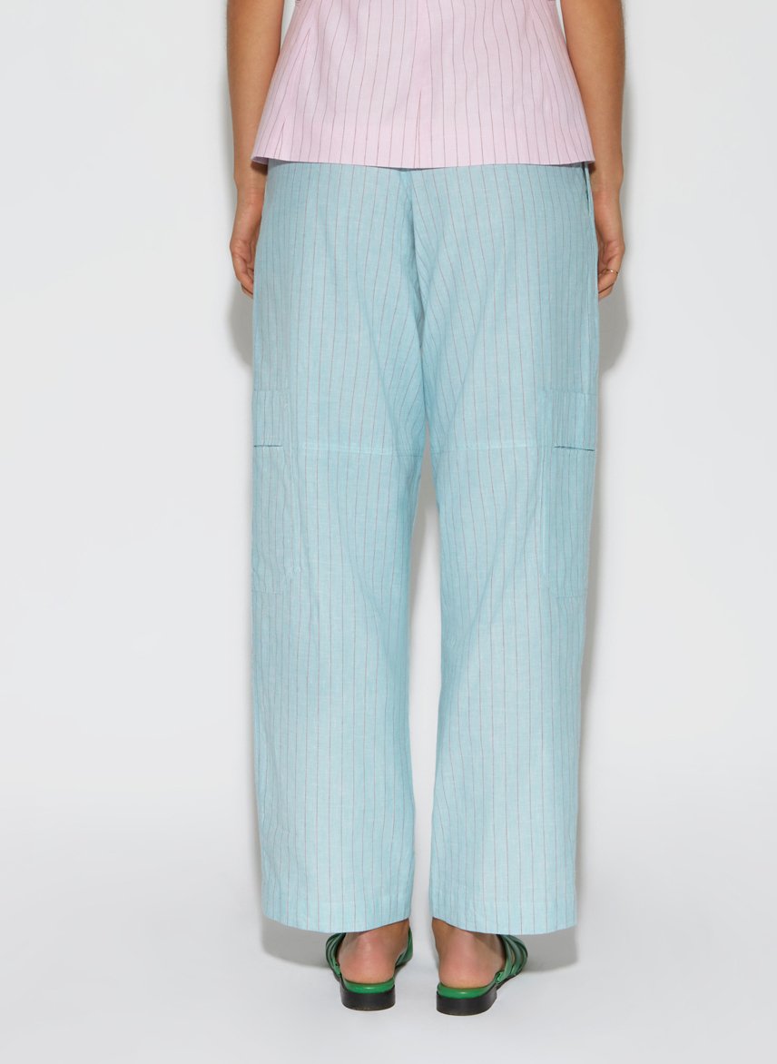 Cotton and linen striped cargo pants ROSEANNA Green