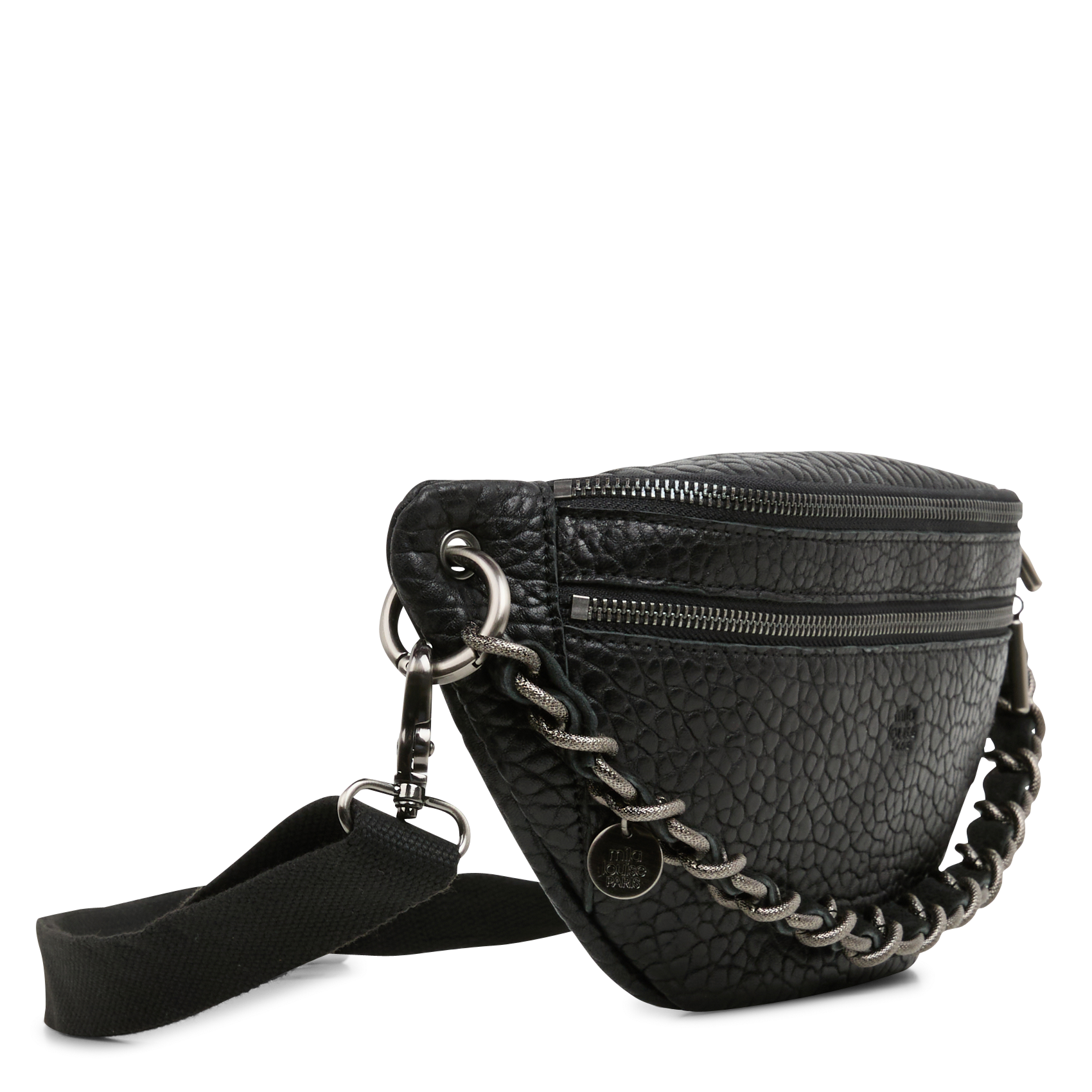 Leren heuptasje met motief in reliëf MILA LOUISE Zwart