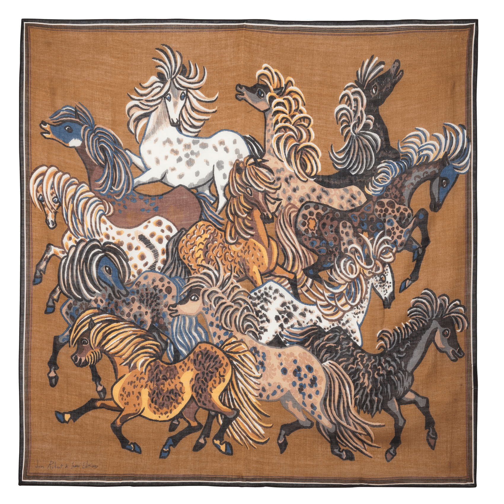 Wollen foulard met print INOUI EDITIONS Bruin