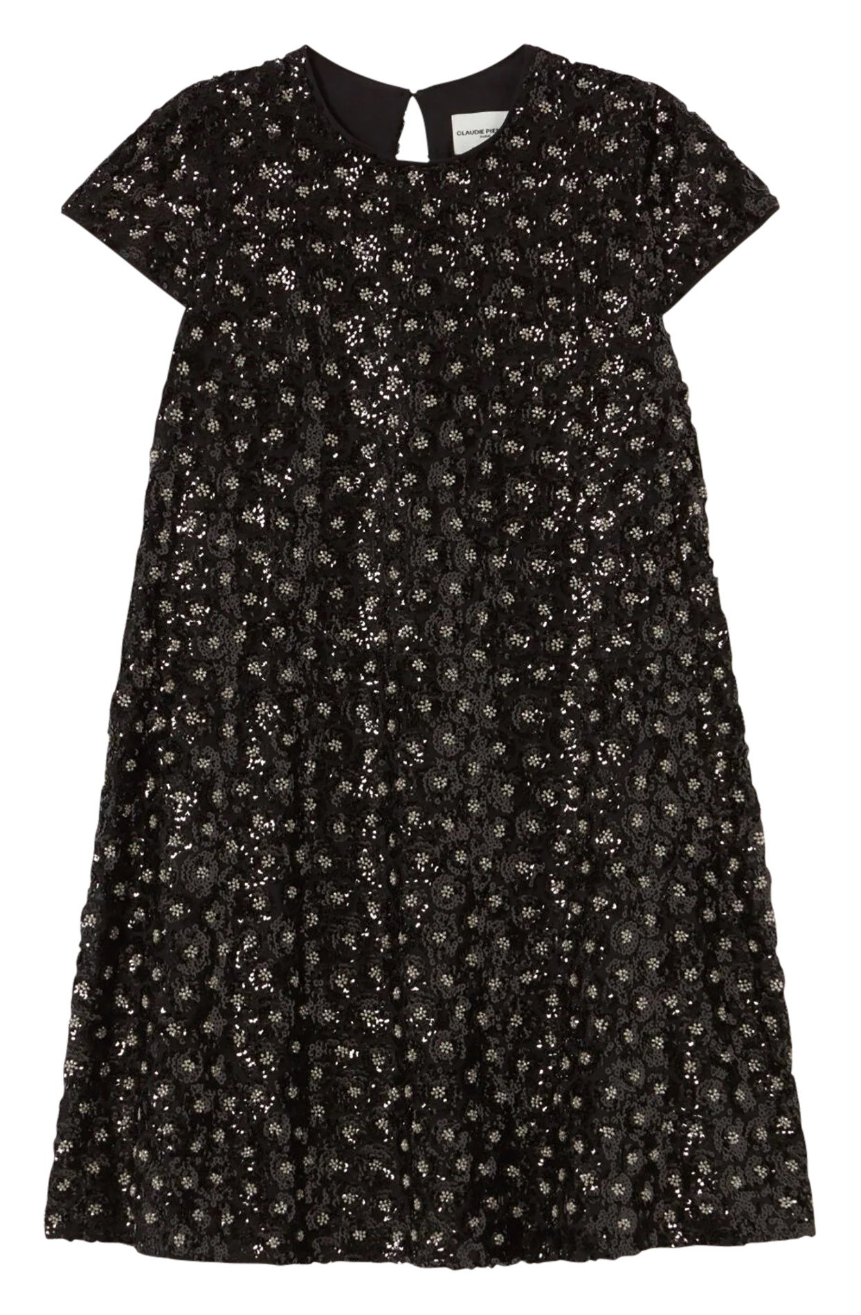 Robe courte col rond à paillettes CLAUDIE PIERLOT Noir