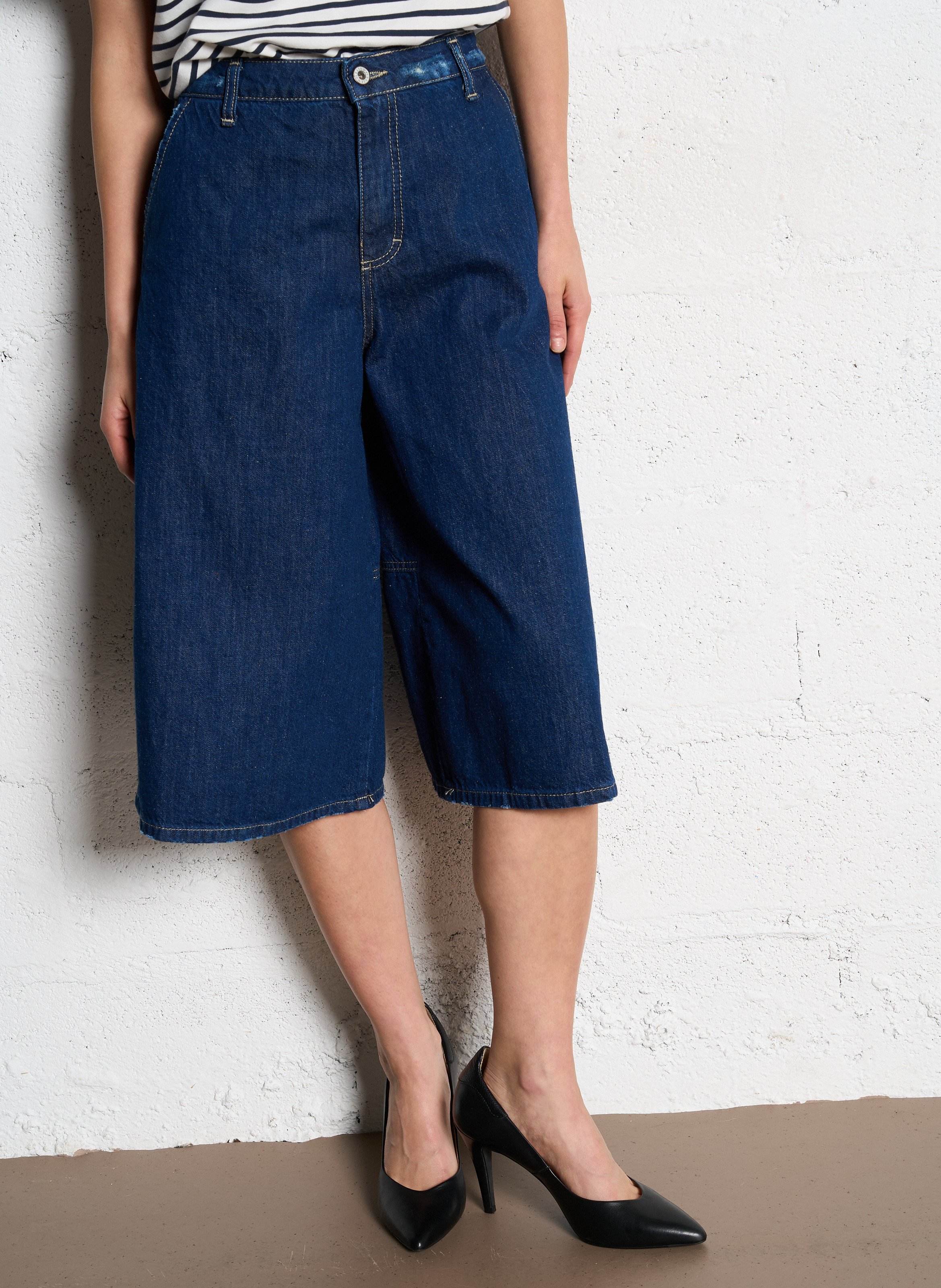 Wide-leg cotton Bermuda shorts PLEASE