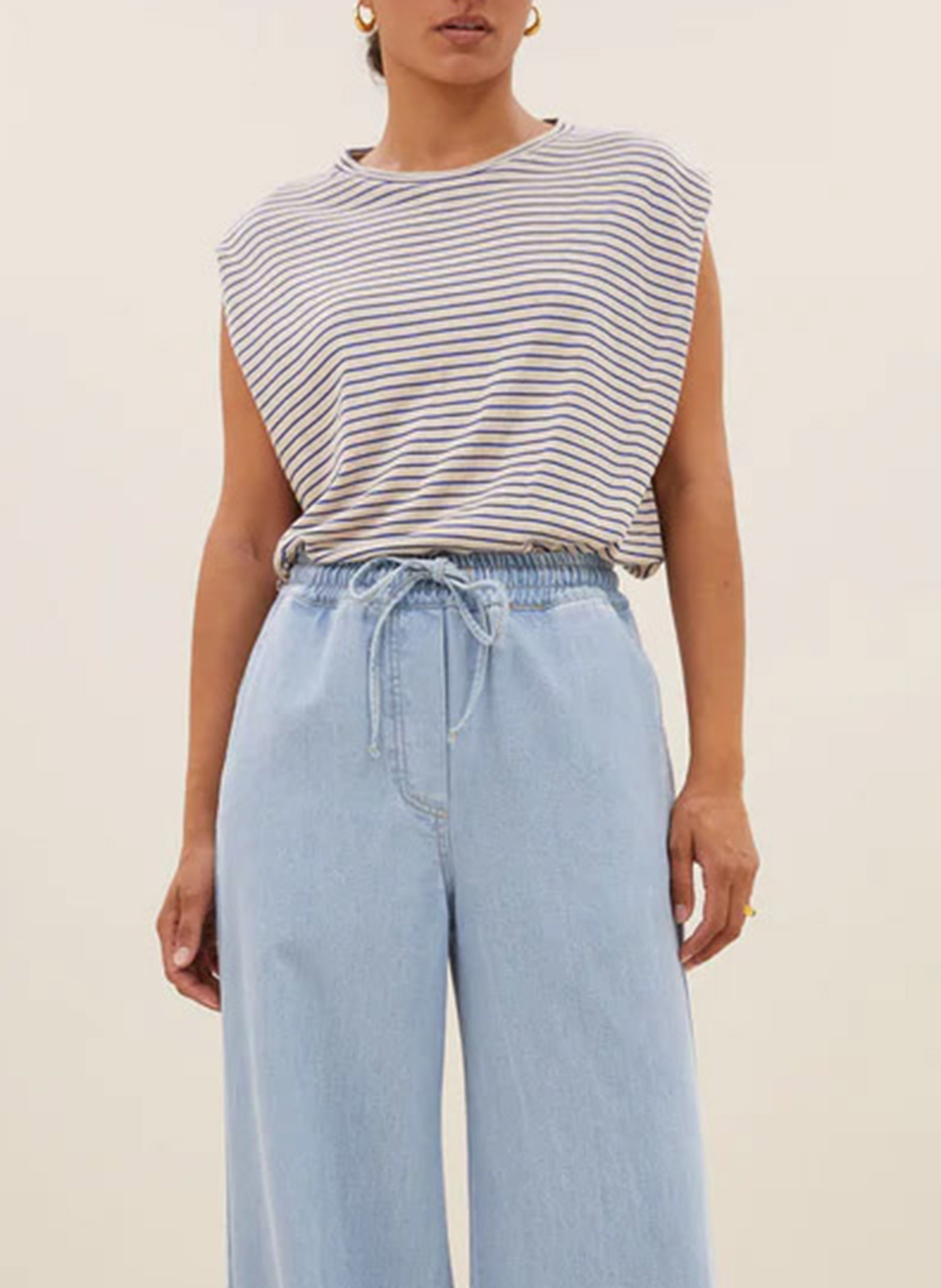 Sleeveless Striped Top BY BAR Blue