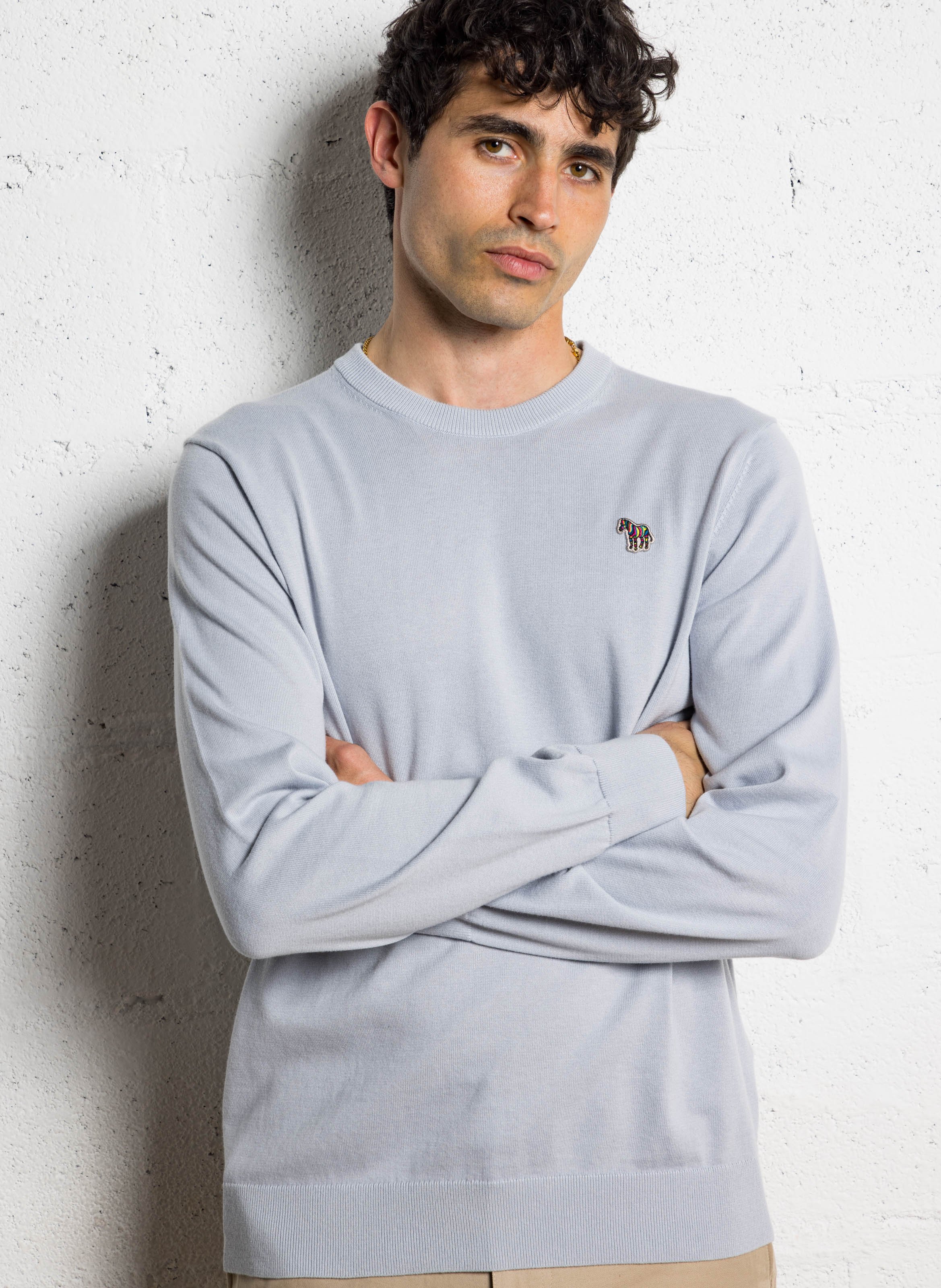 Gerade geschnittener Rundhalspullover aus Bio-Baumwolle PAUL SMITH Grau