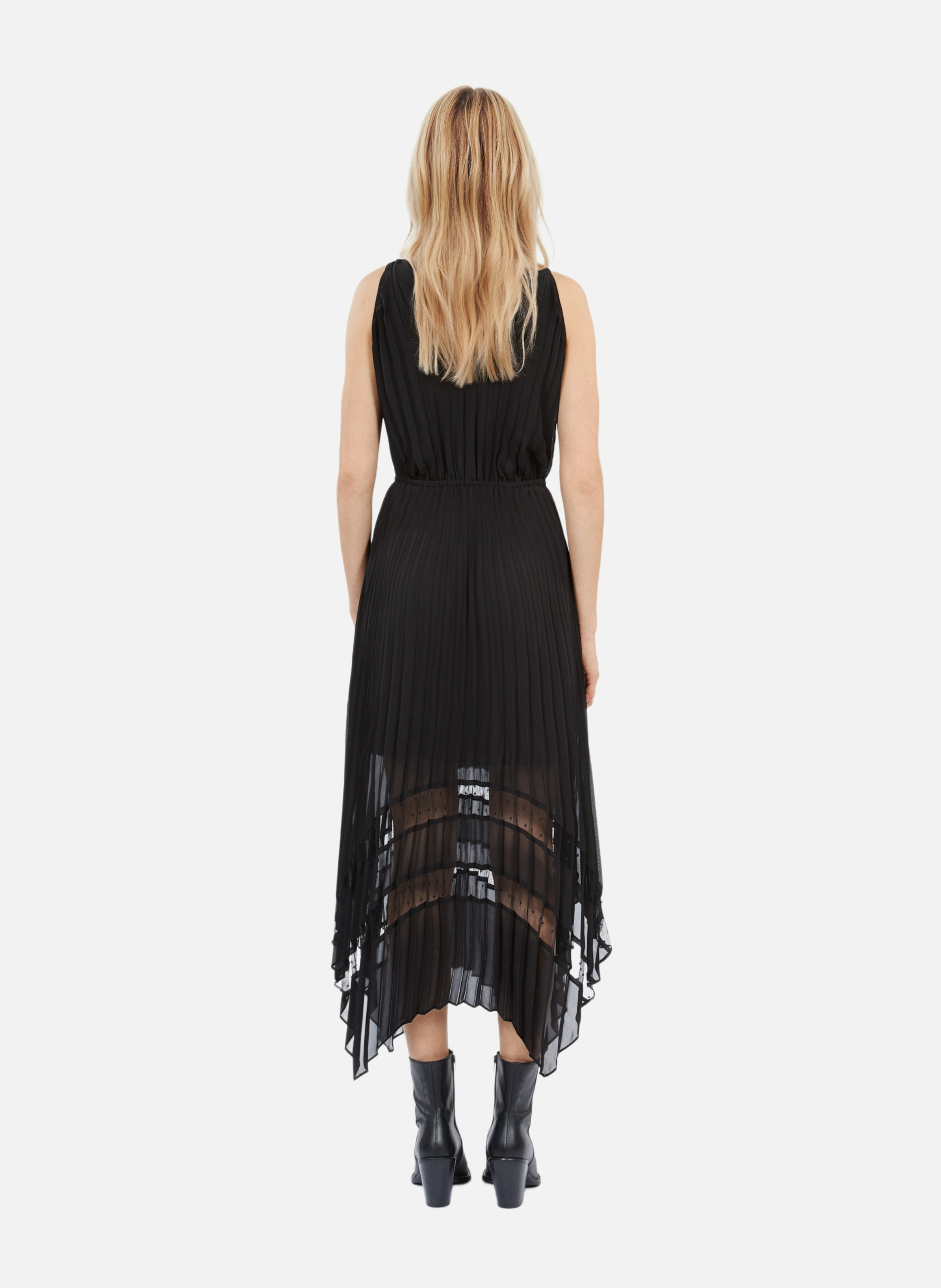 Pleated long dress with elastic waist. THE KOOPLES Black