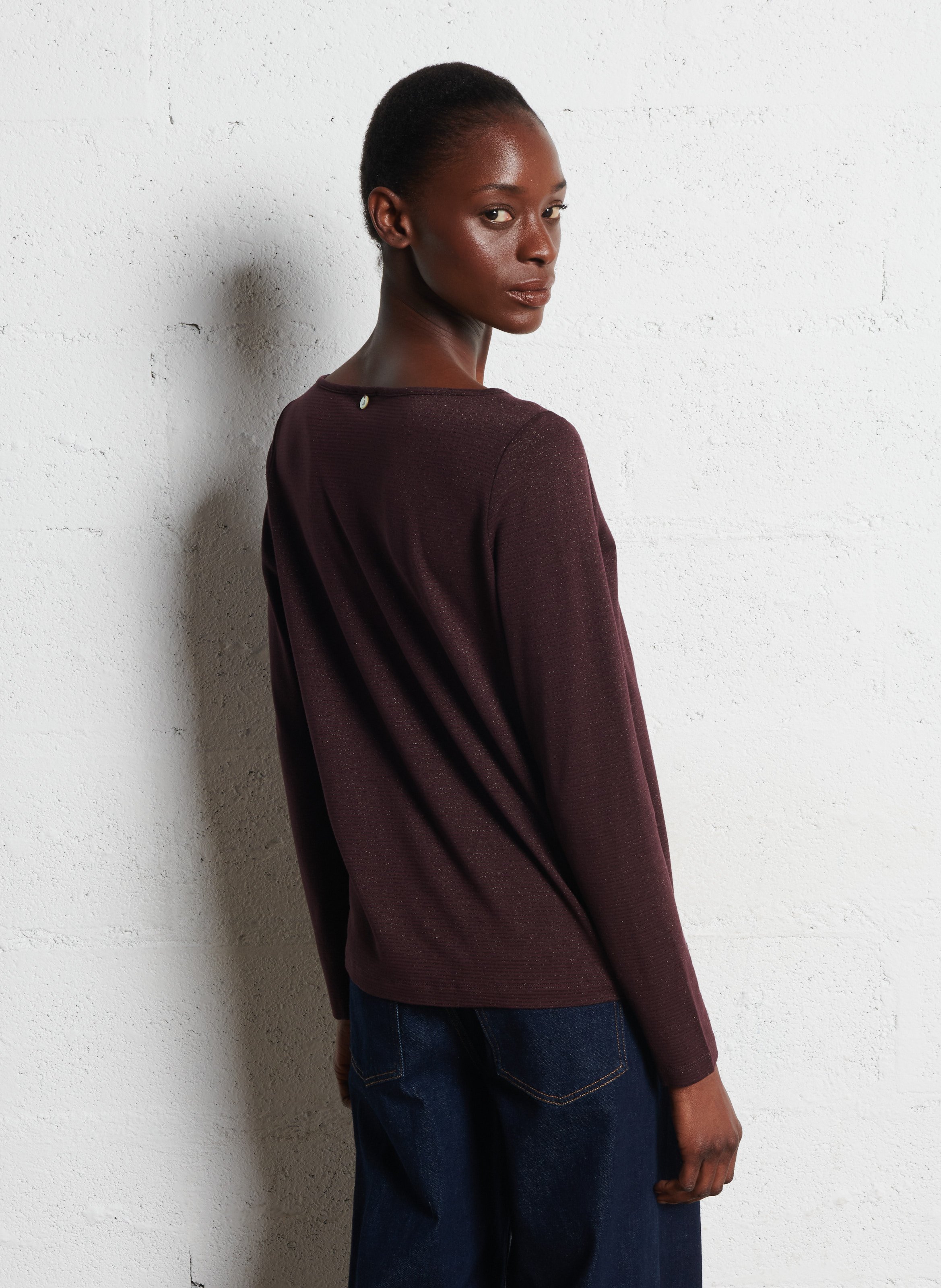 Tee-shirt droit rayé ONE STEP Marron
