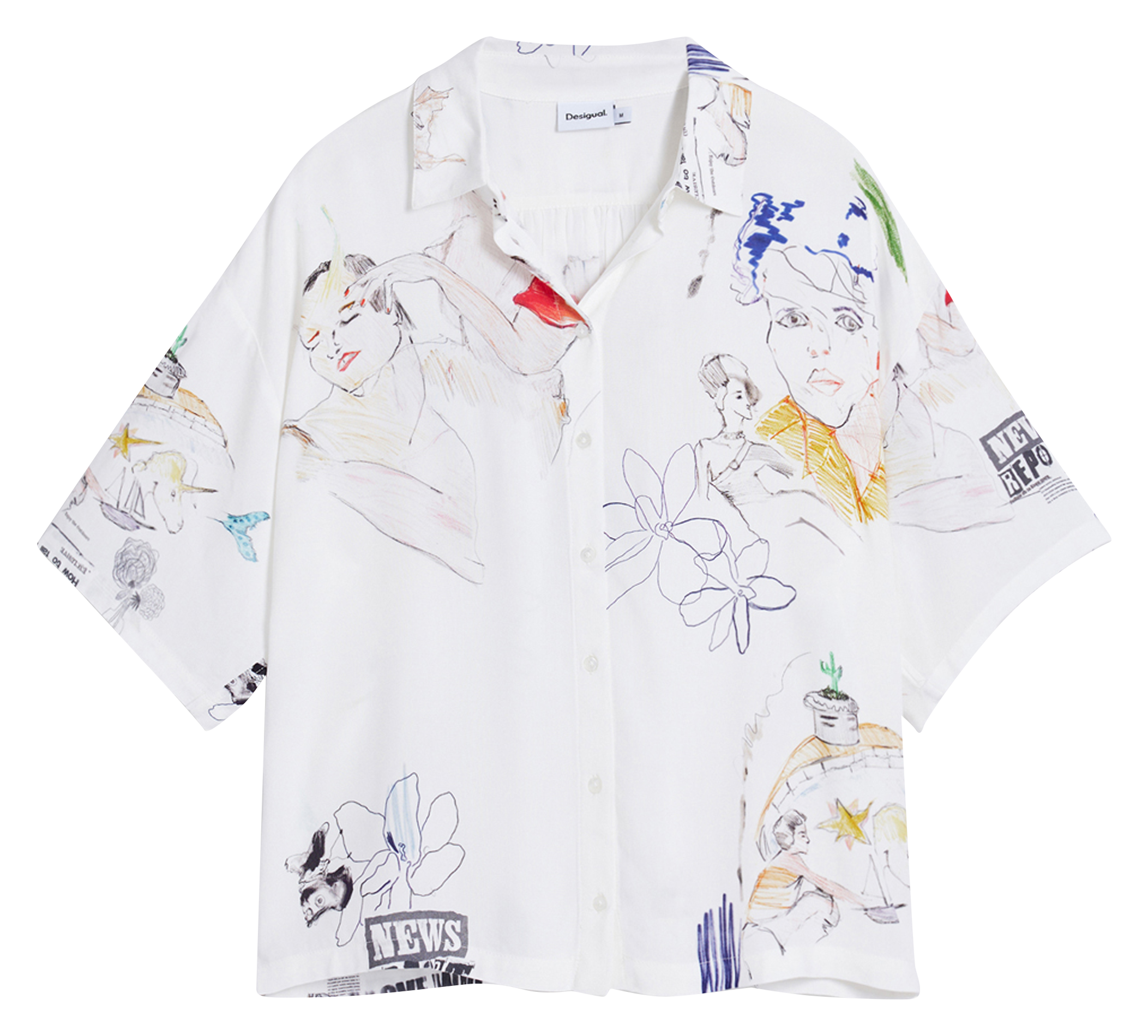 Fluid printed short-sleeved shirt DESIGUAL White