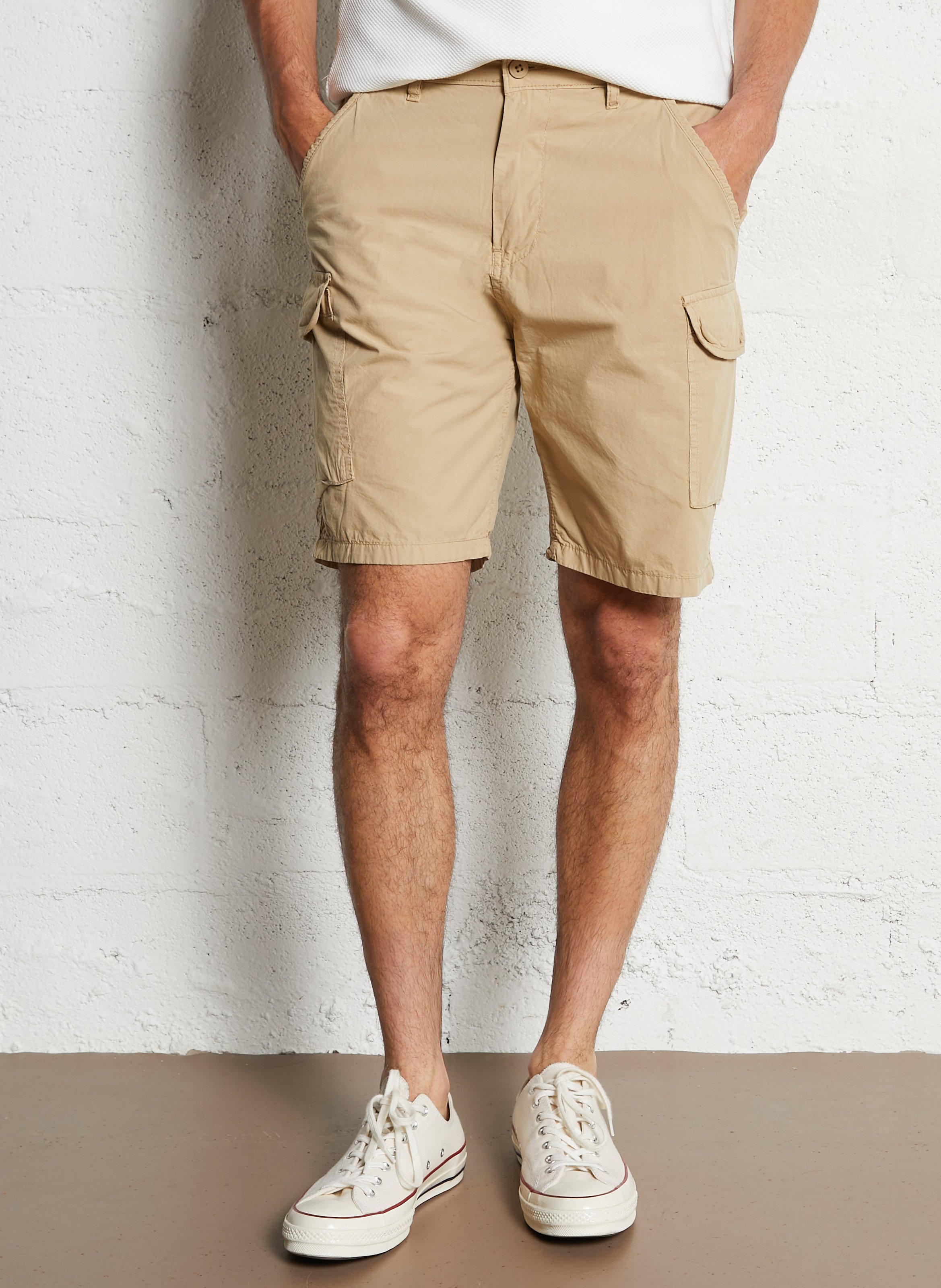 Short droit en coton SCHOTT Beige