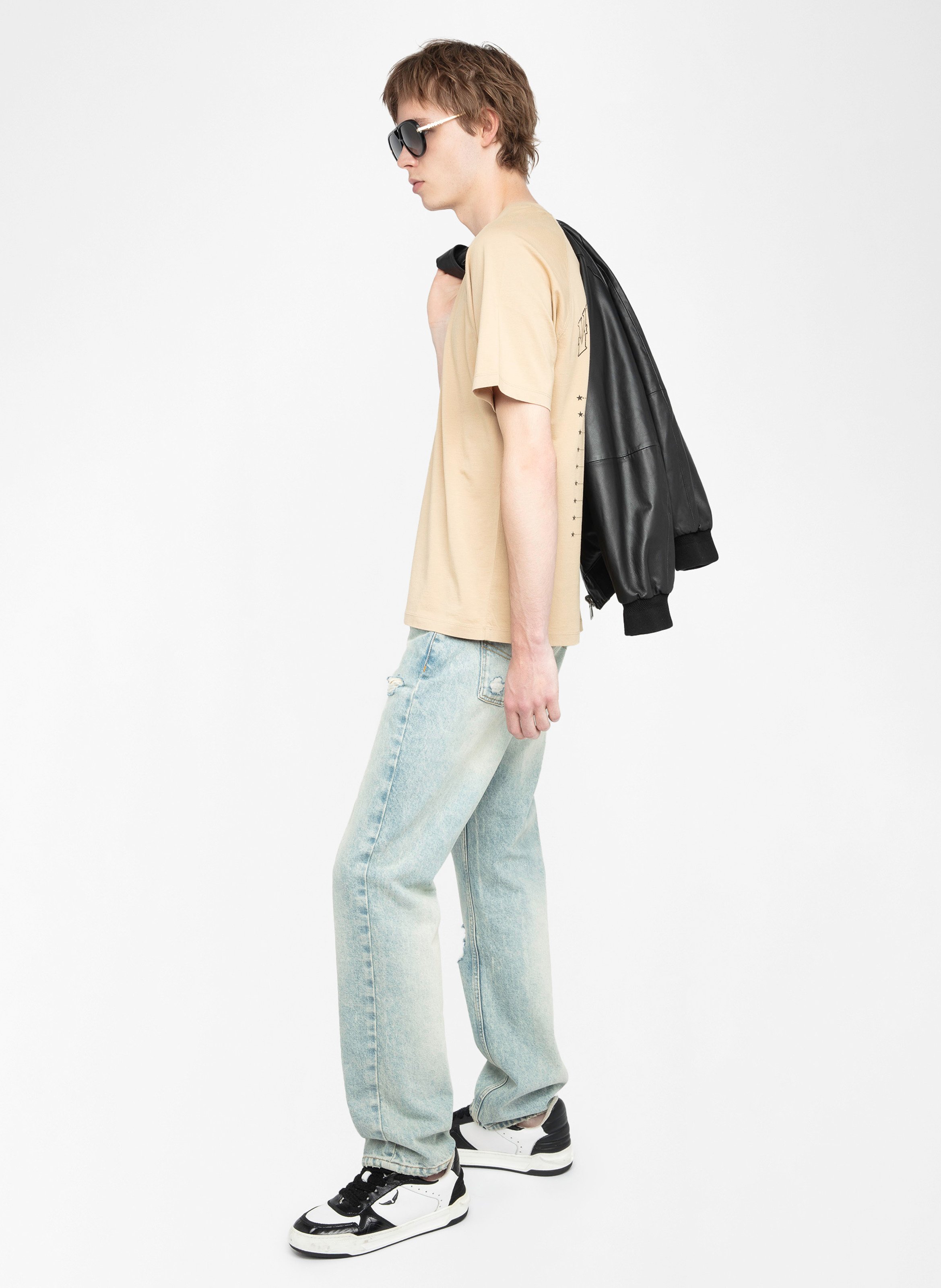 Tee-shirt col rond en coton ZADIG&amp;VOLTAIRE Beige