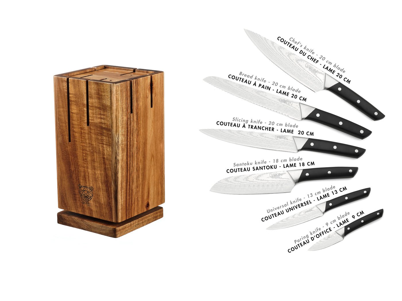Erling Skagen kitchen knife set - 7 pieces BJORN Black