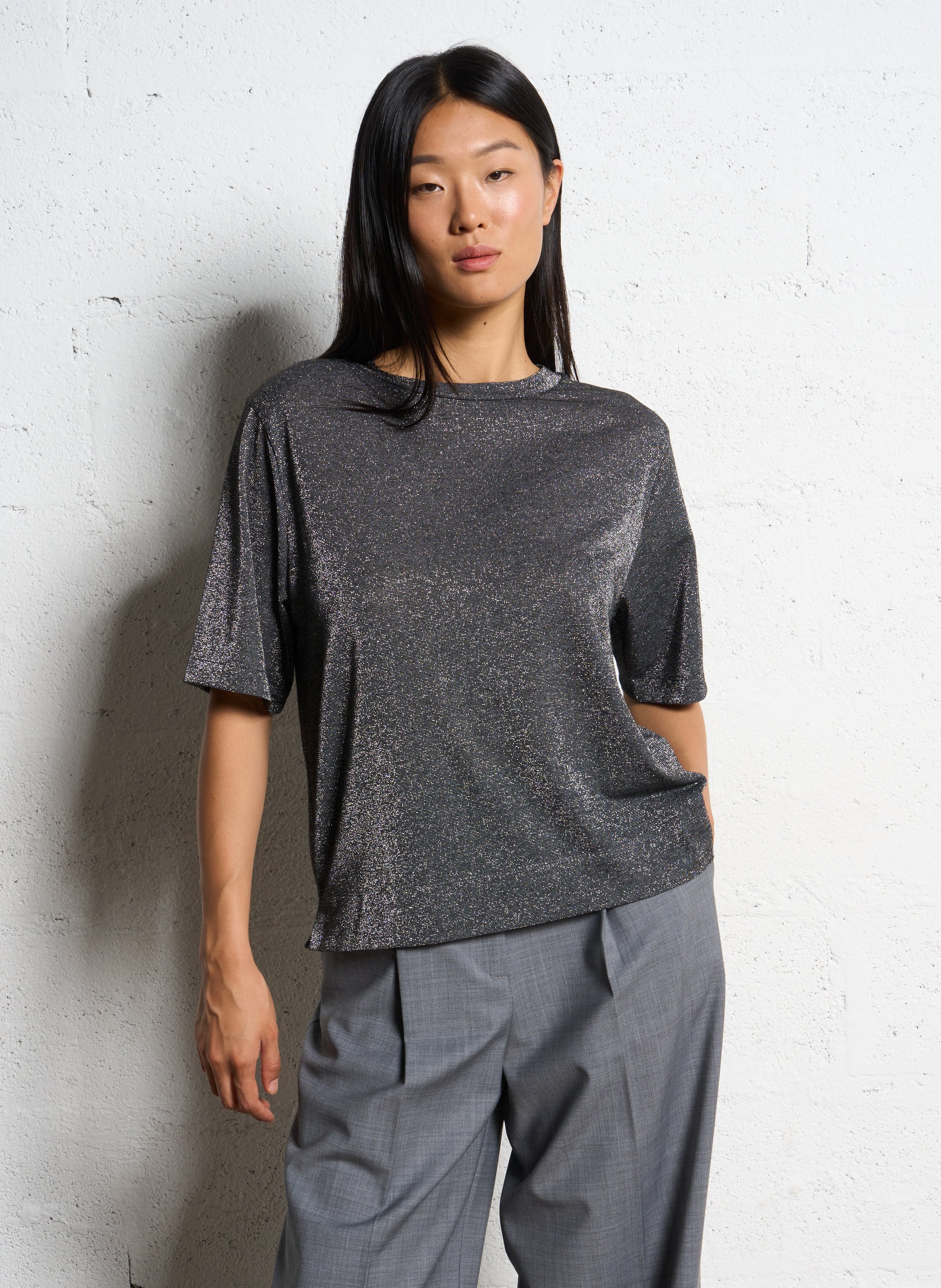 Tee-shirt col rond pailleté MOMONI