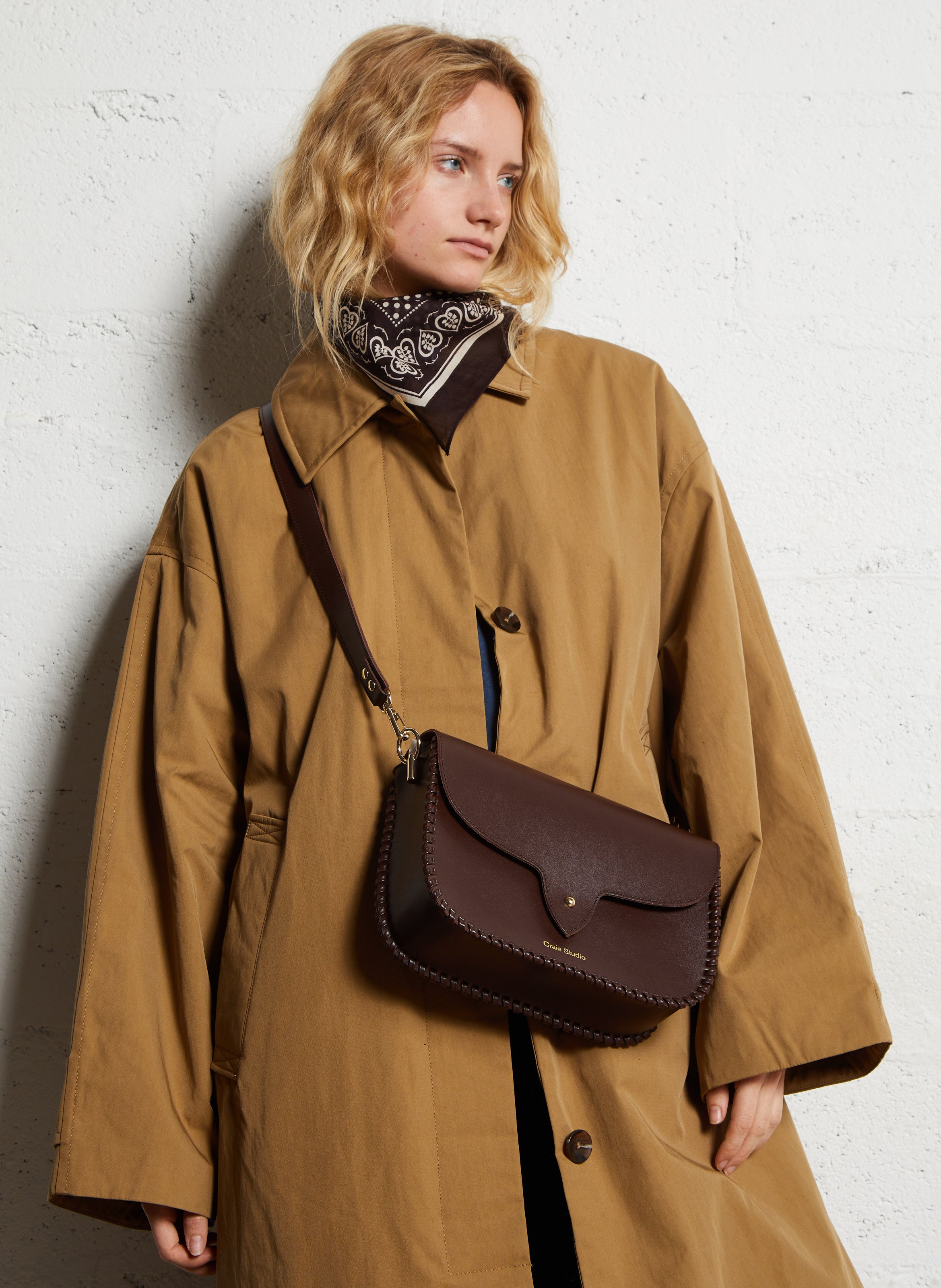 Sac bandoulière en cuir CRAIE STUDIO Marron