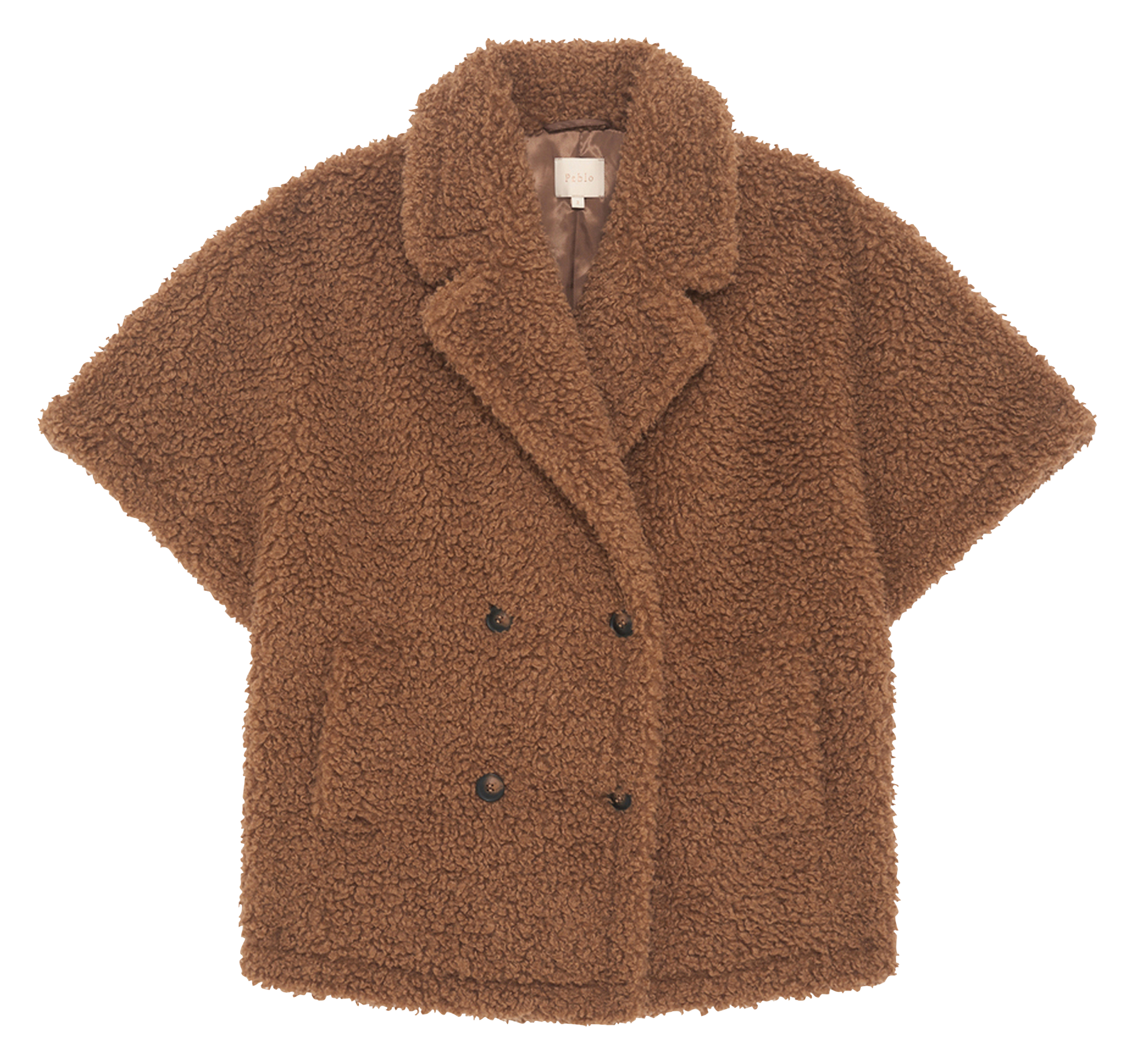 Faux fur coat with tailored collar PABLO Brown