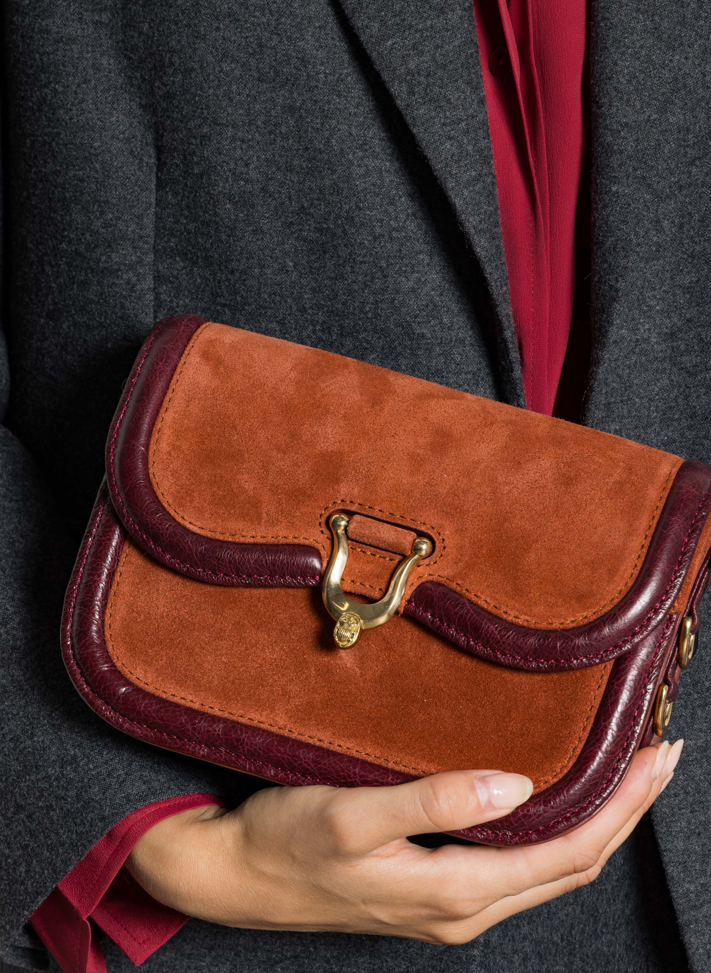 Sac bandoulière en cuir mélangé CLARIS VIROT Orange