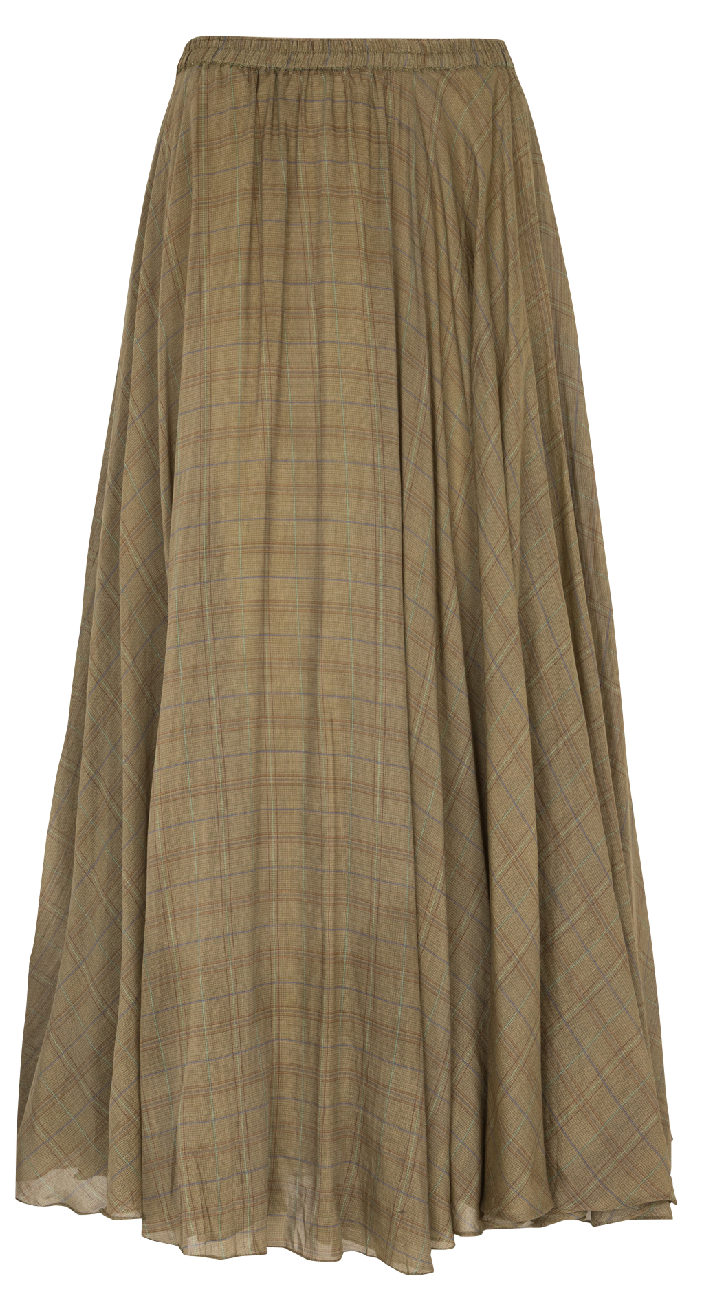 Jupe longue évasée en coton et soie MES DEMOISELLES Kaki