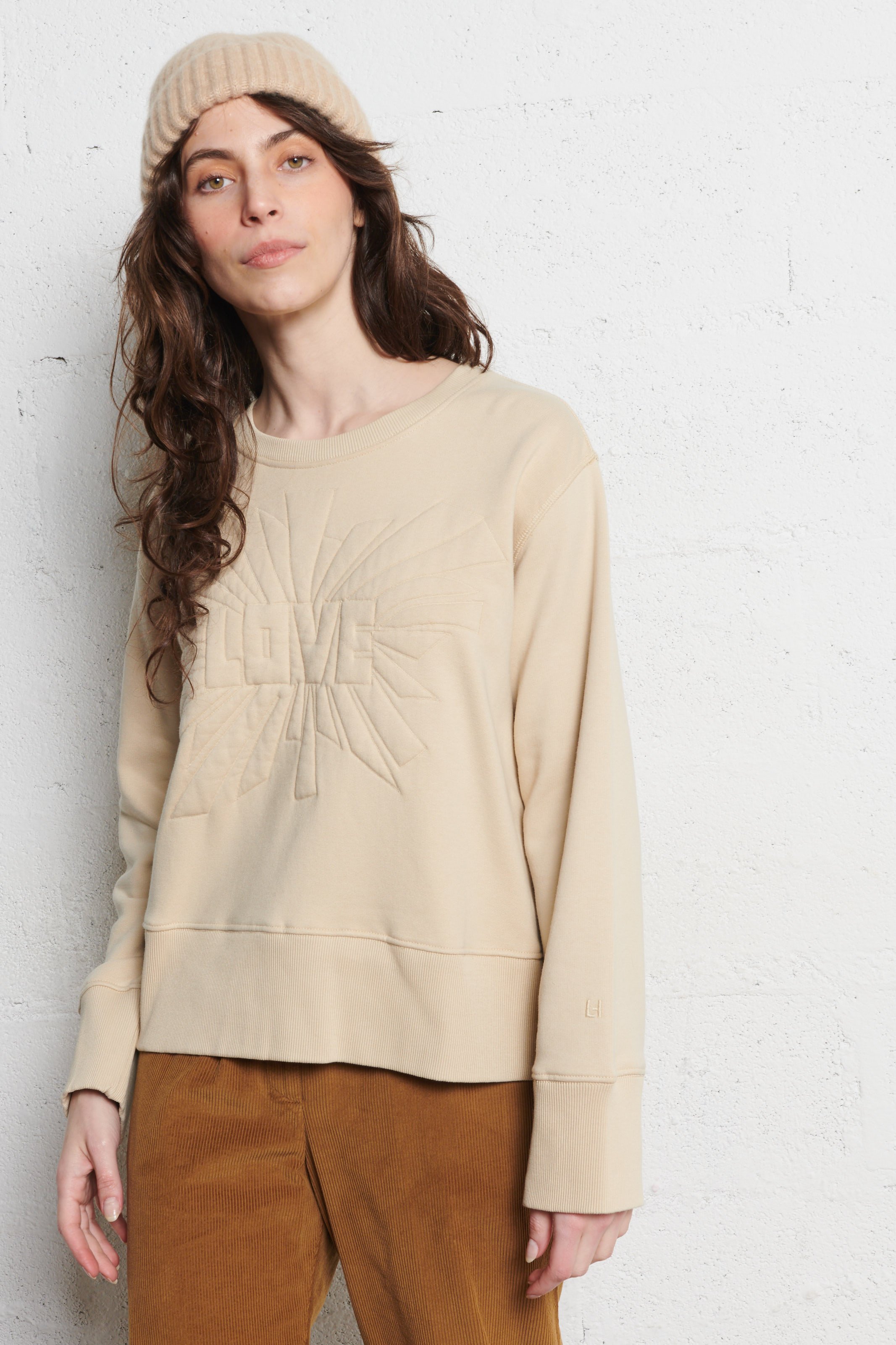 Sweater met ronde hals | biokatoenblend LEON & HARPER Grijs