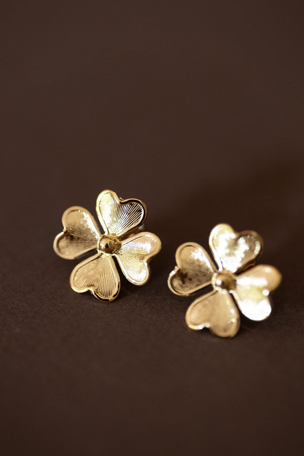 Clover gold-plated stud earrings MONSIEUR SIMONE Golden