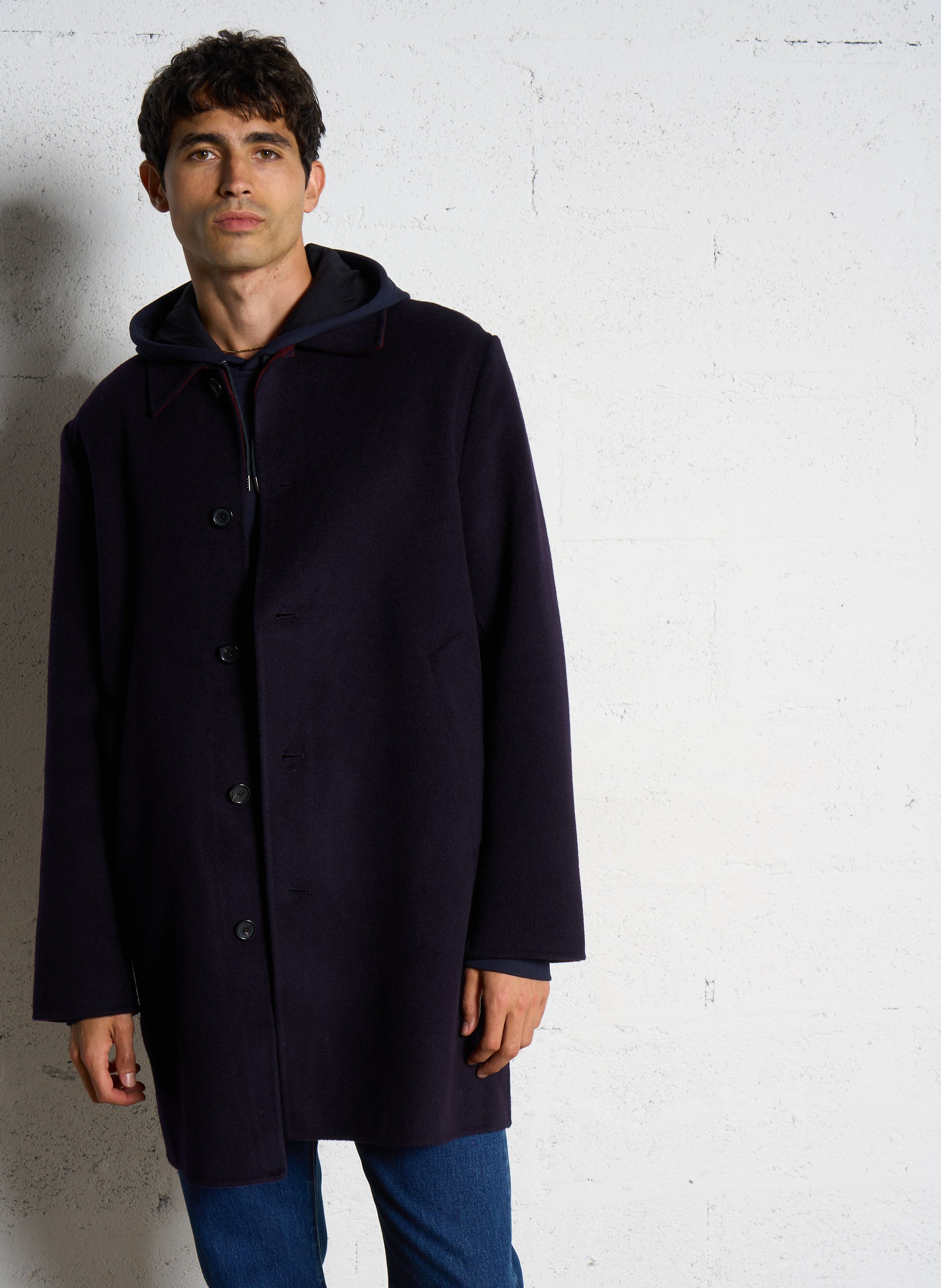 Manteau oversize en laine mélangée PAUL SMITH Bleu