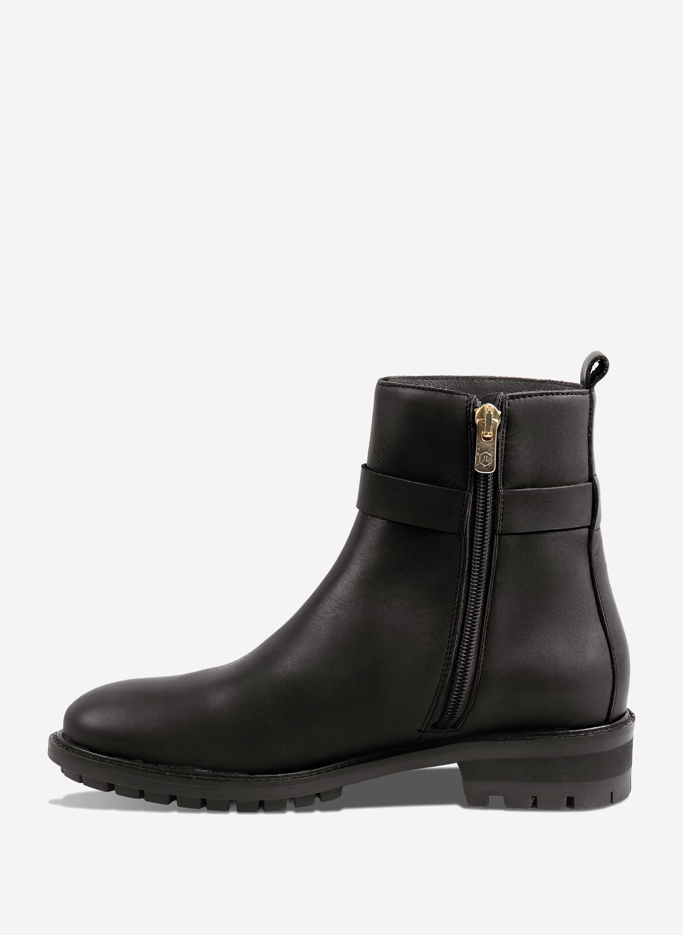 Elia leather buckle ankle boots JULES & JENN Black