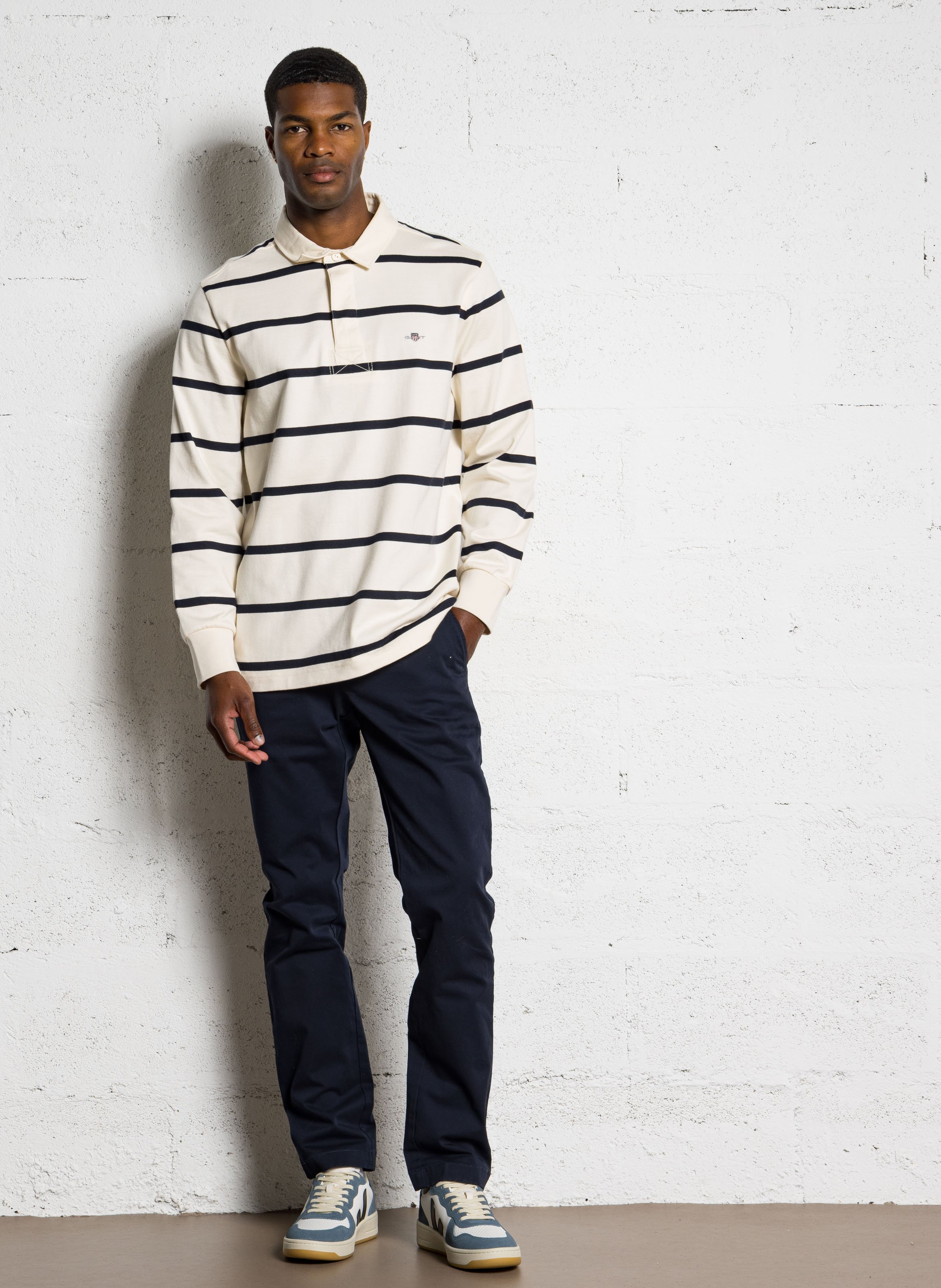 Straight cotton trousers GANT Blue