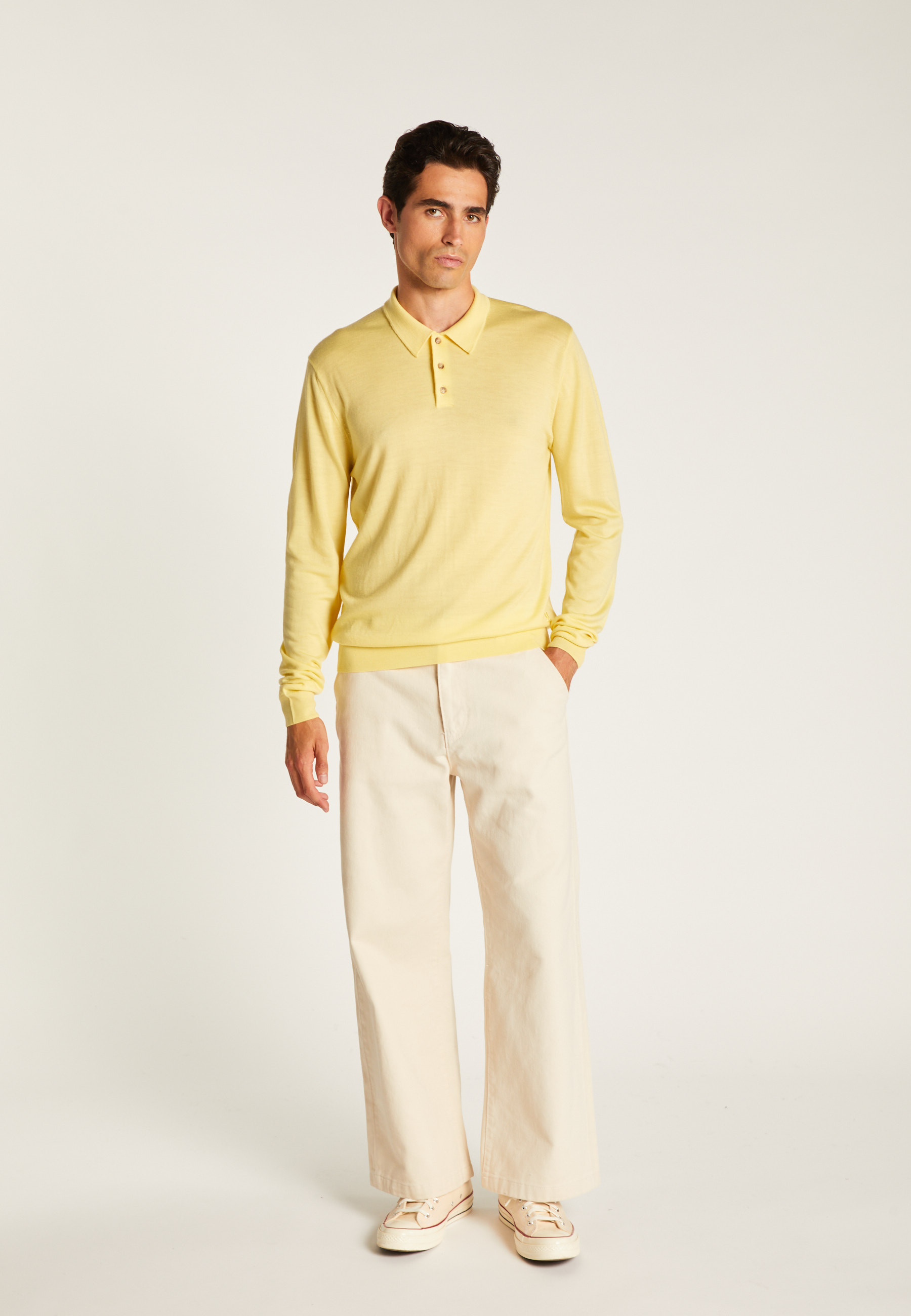 Long-sleeve Merino wool polo MAISON MONTAGUT