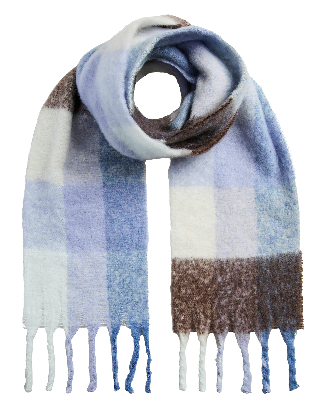 Thick printed scarf PIECES Brown