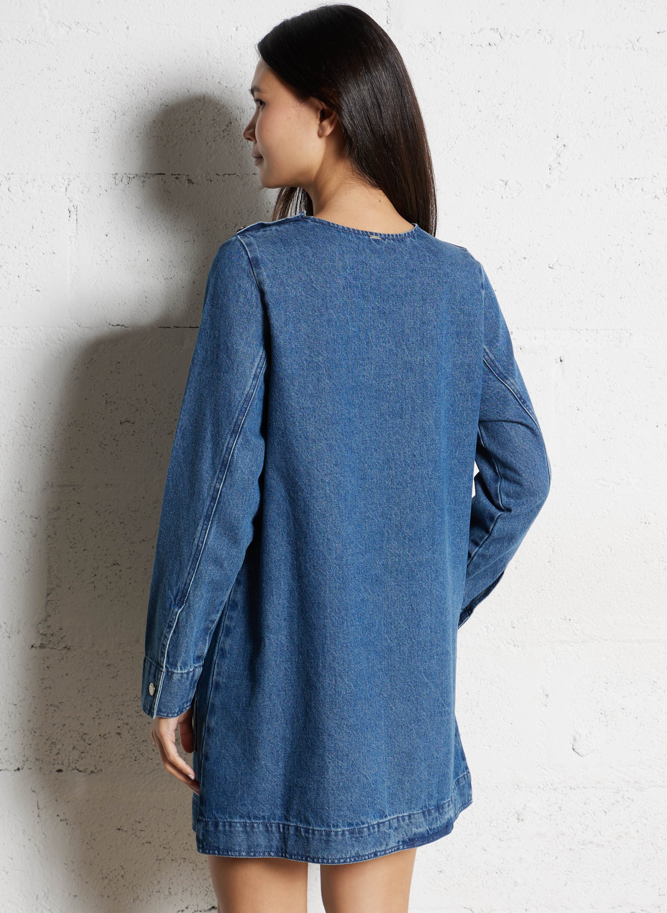 Gerade Jeanskleid mit Taschen. IKKS Blau