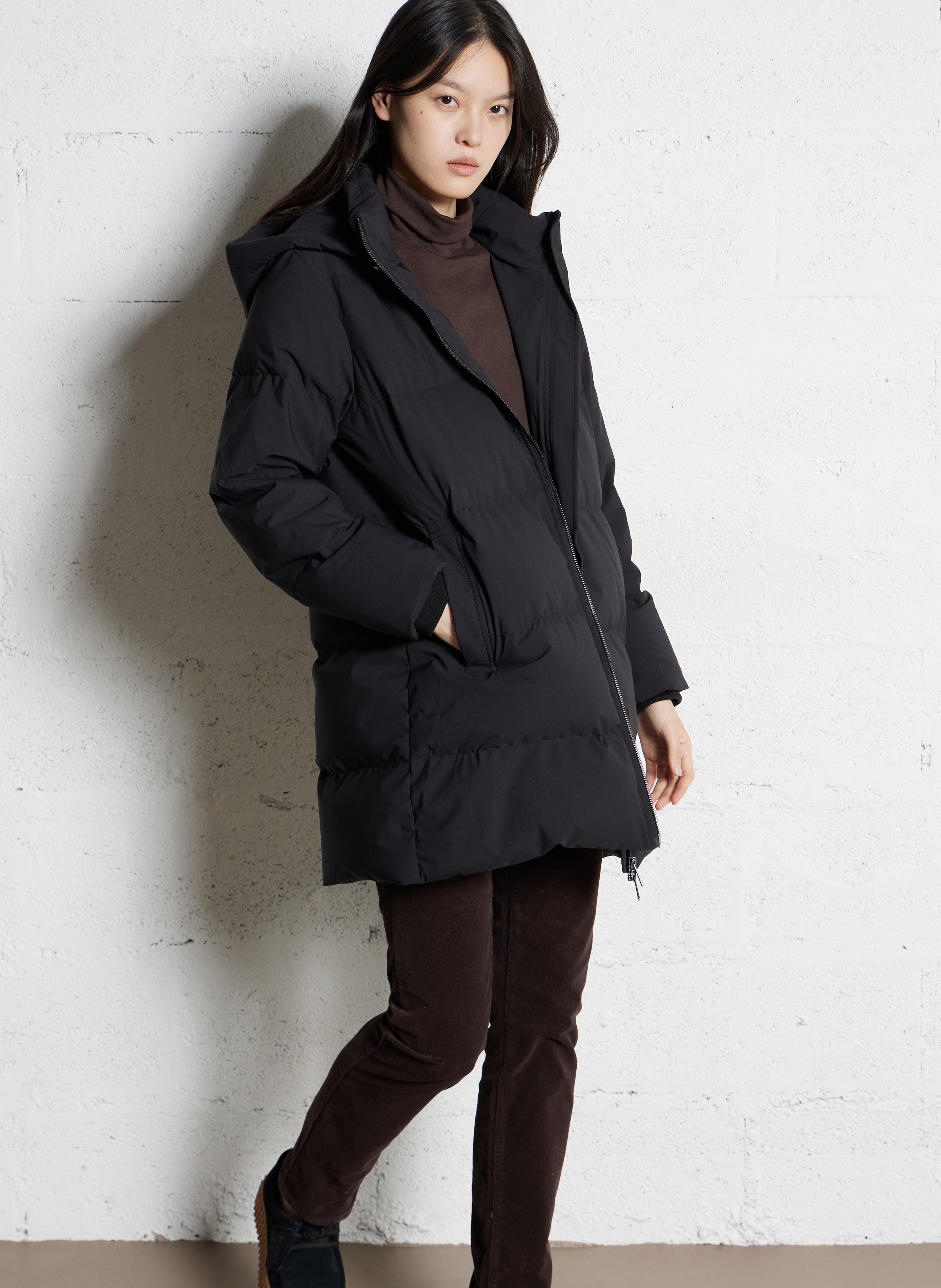 Plain padded jacket with hood MAISON 123 Black